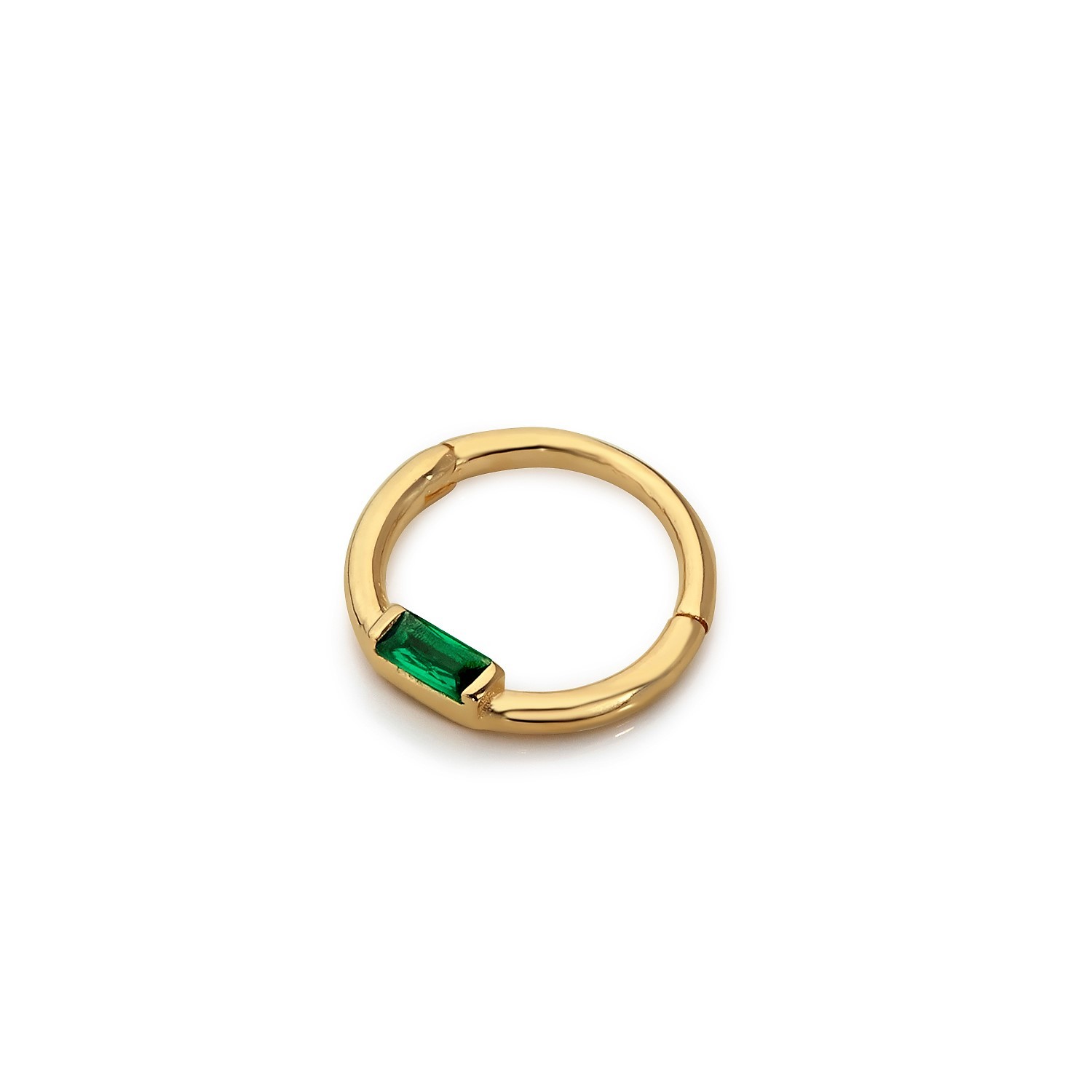 14 Carat Gold Minimal Emerald Baguette Stone Helix Piercing