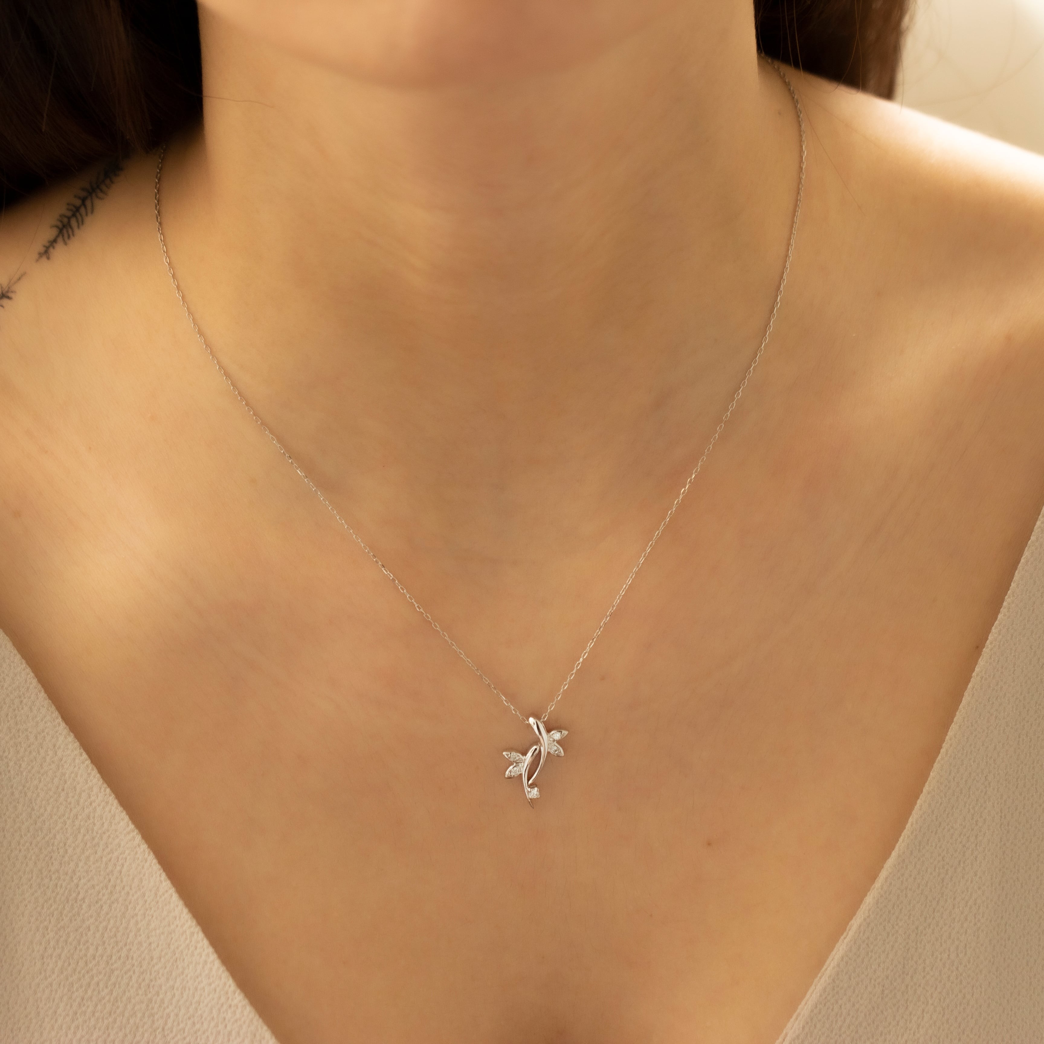 Gold Dragonfly Diamond Necklace