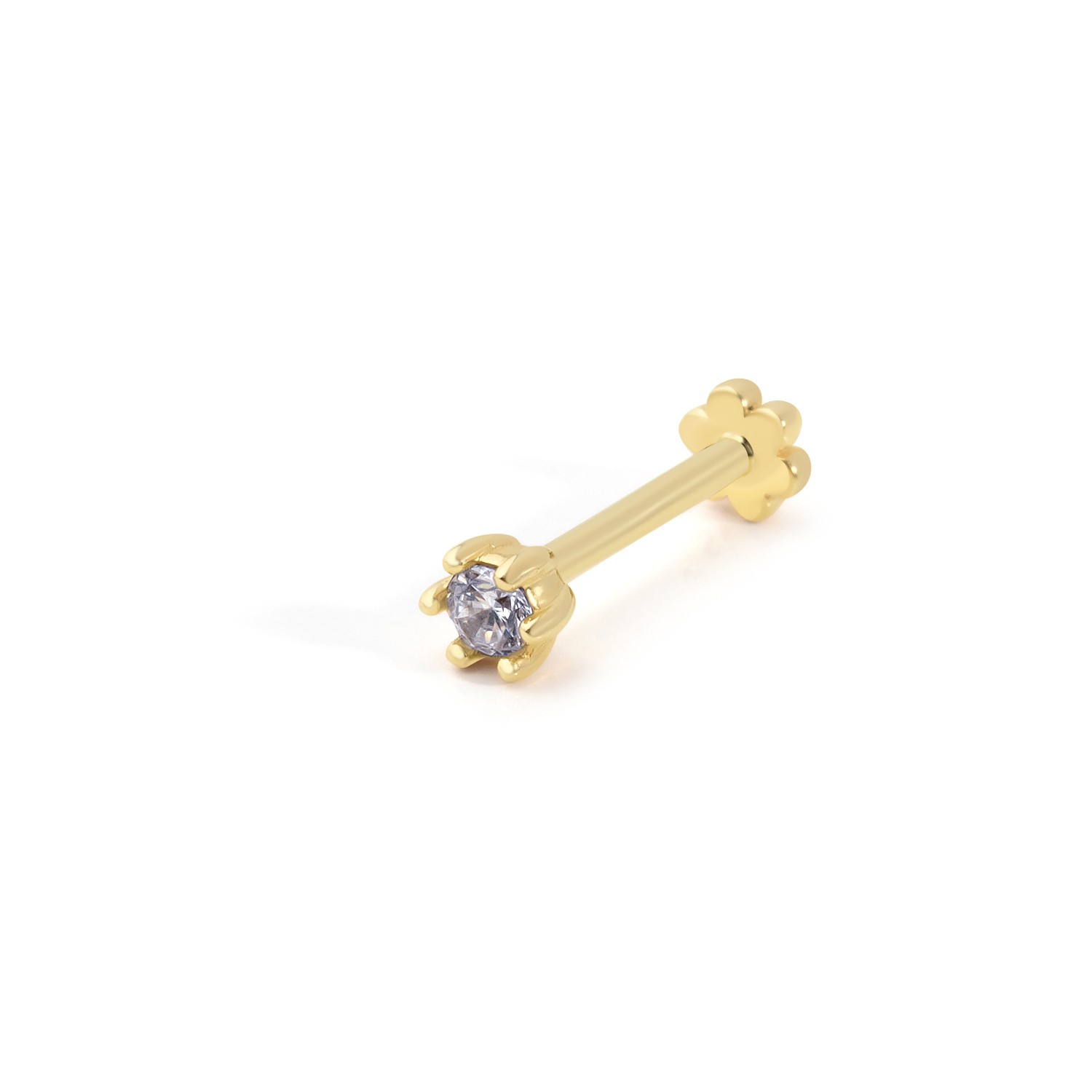 14 Care Gold Single Stone Piercing