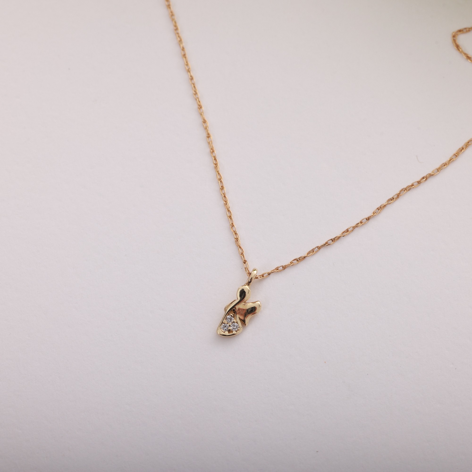 14 Carat Gold Minimal Angel Necklace