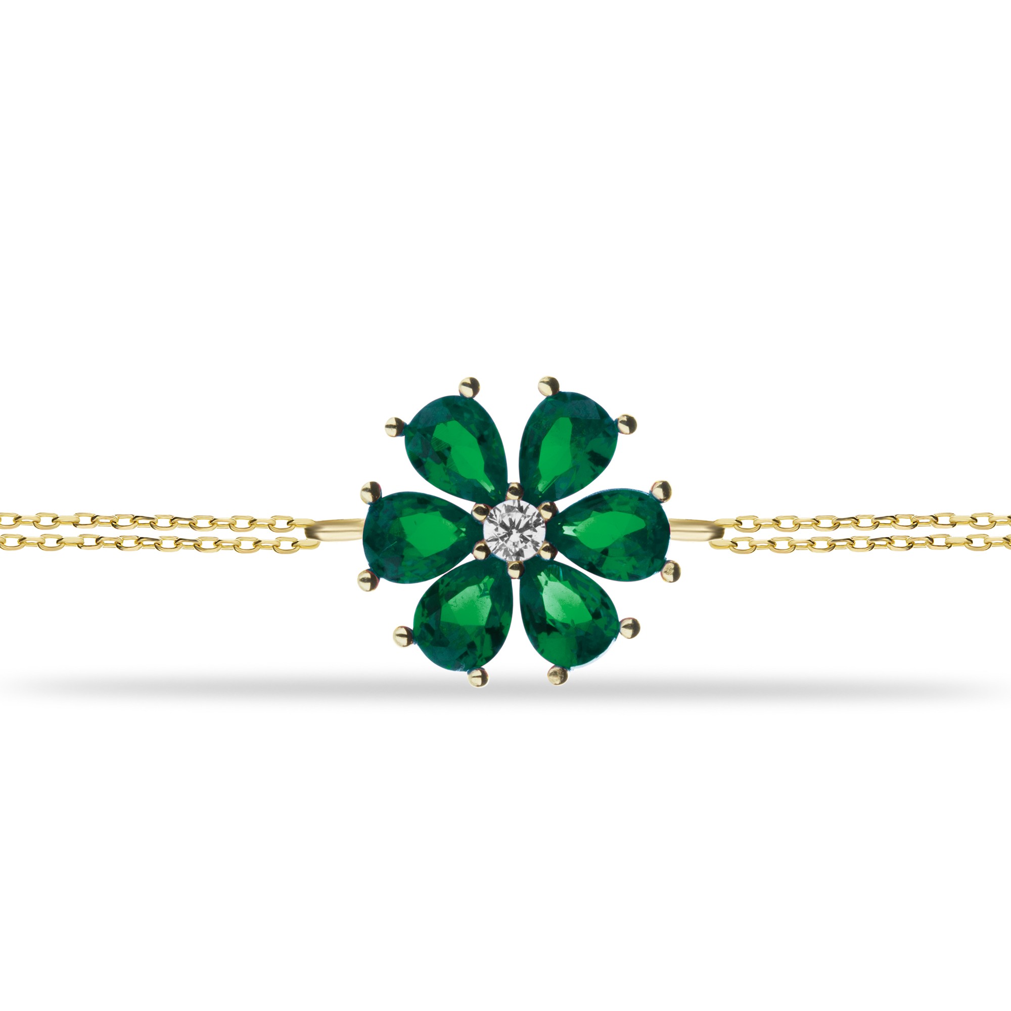 14 Carat Gold Emerald Stone Bracelet