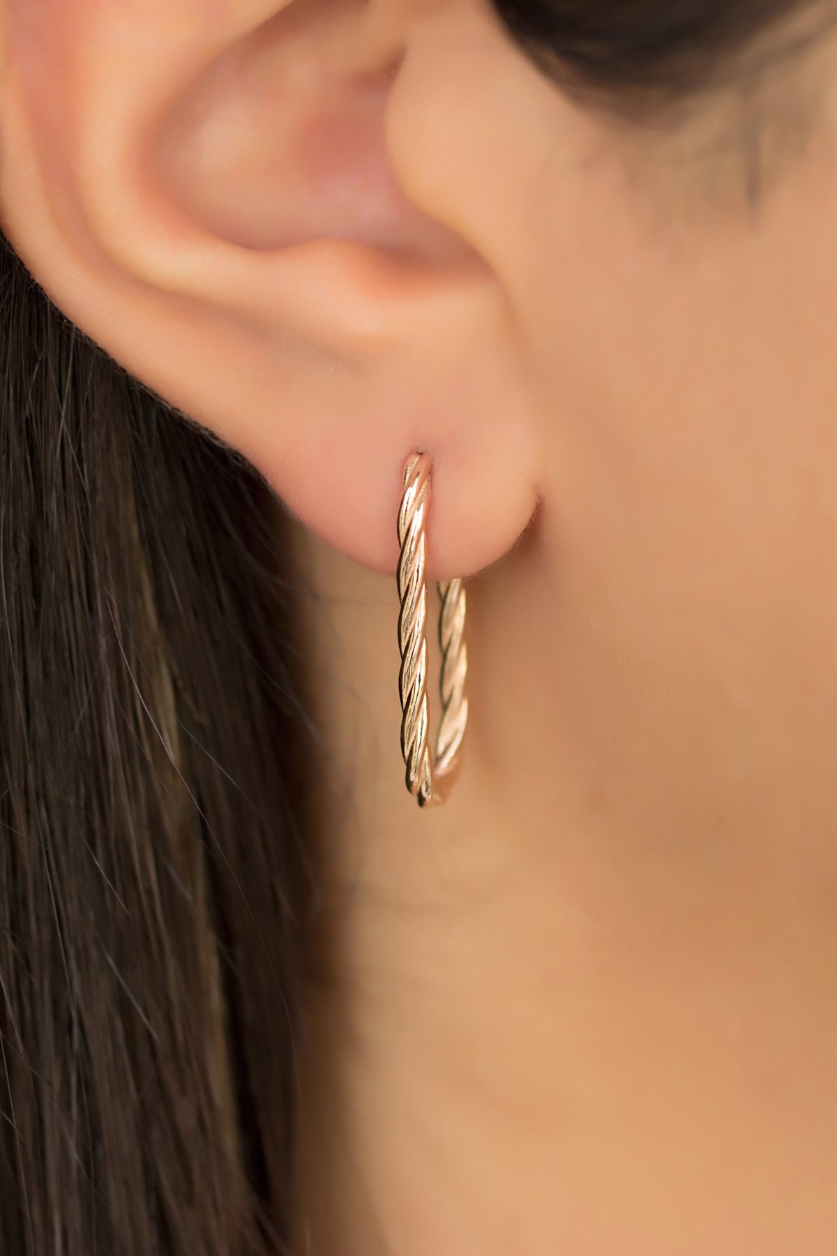 14 Carat Rose Gold Twisted Paperclip Earrings