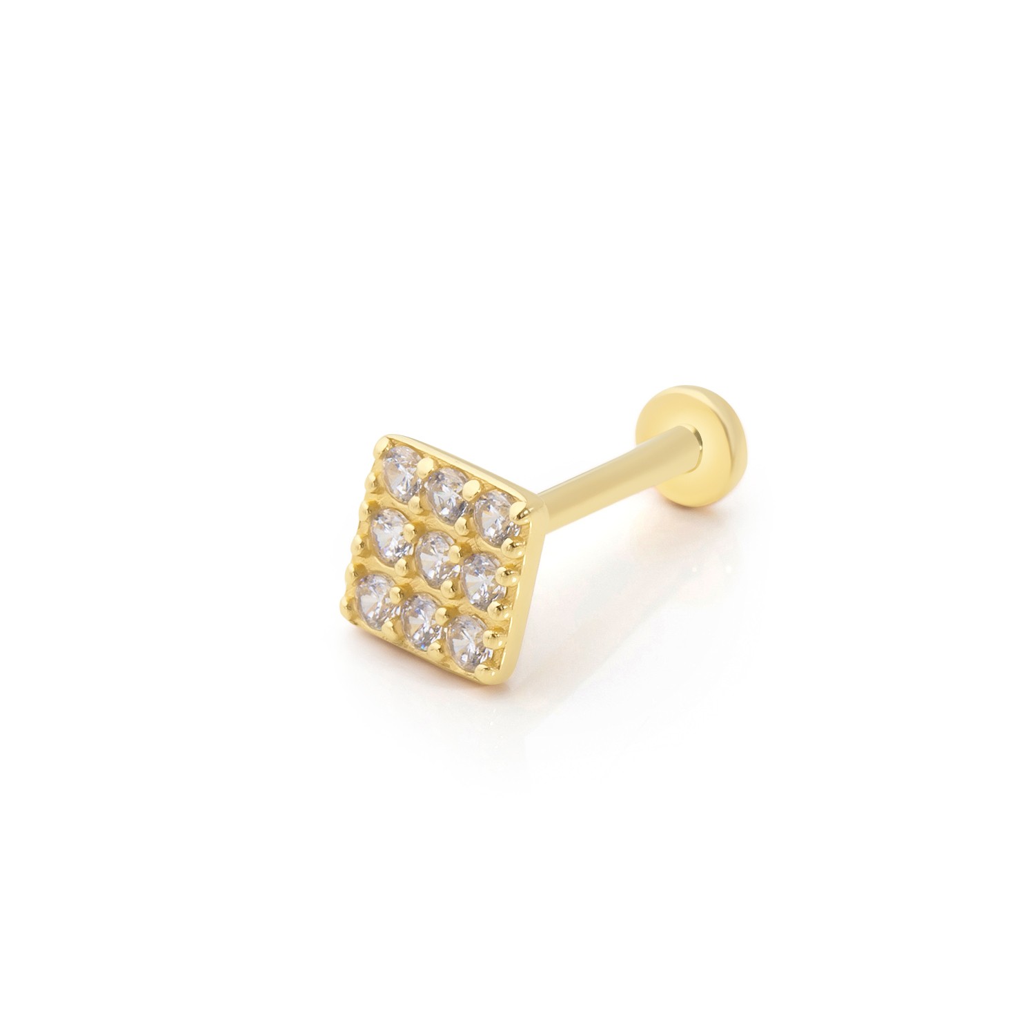 14 Carat Gold Zircon Stone Square Piercing