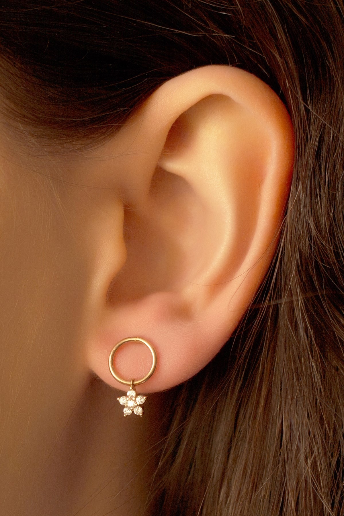 Minaliva 14 Carat Rose Gold Star Earrings