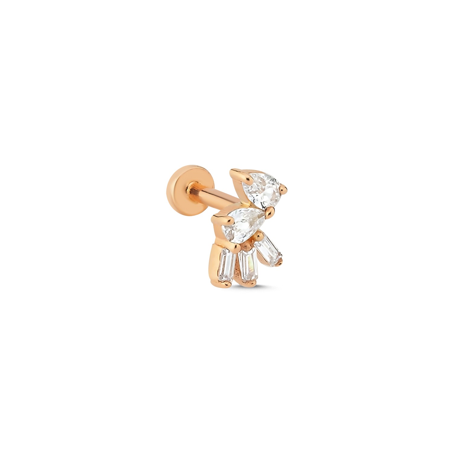 14 Carat Gold Zircon Drop Stone Design Piercing