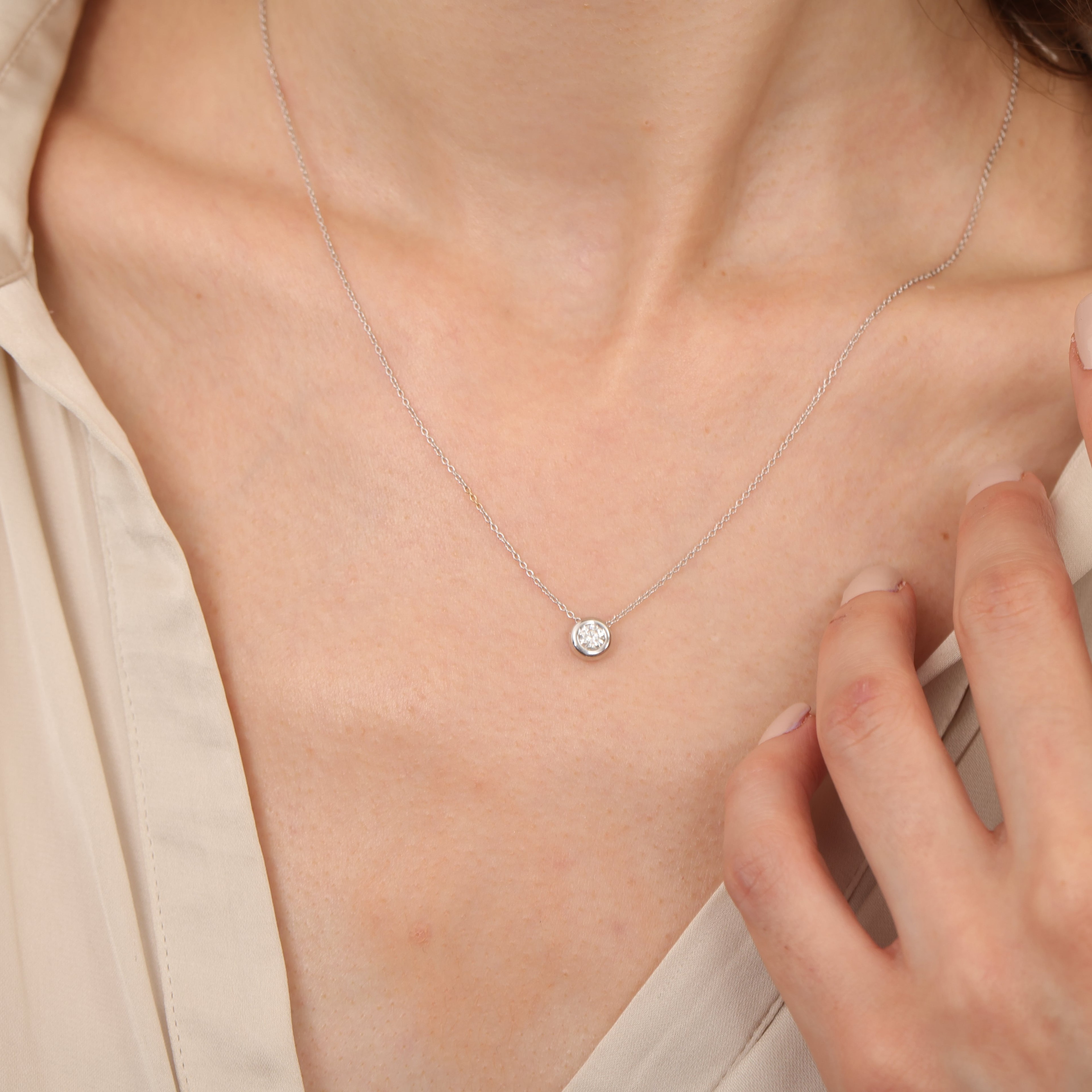 Gold Minimal Diamond Stone Necklace