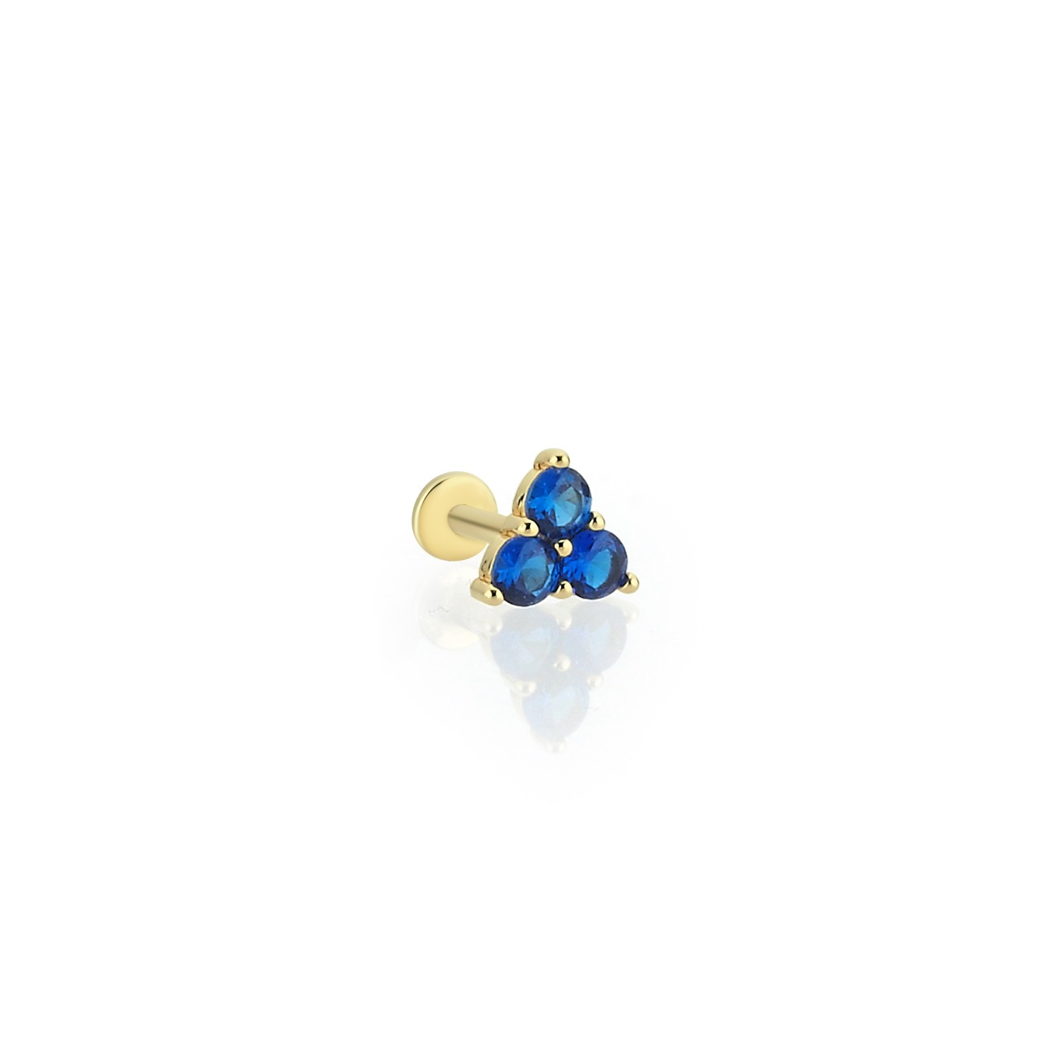 14 Carat Gold 3 Stone Sapphire Piercing