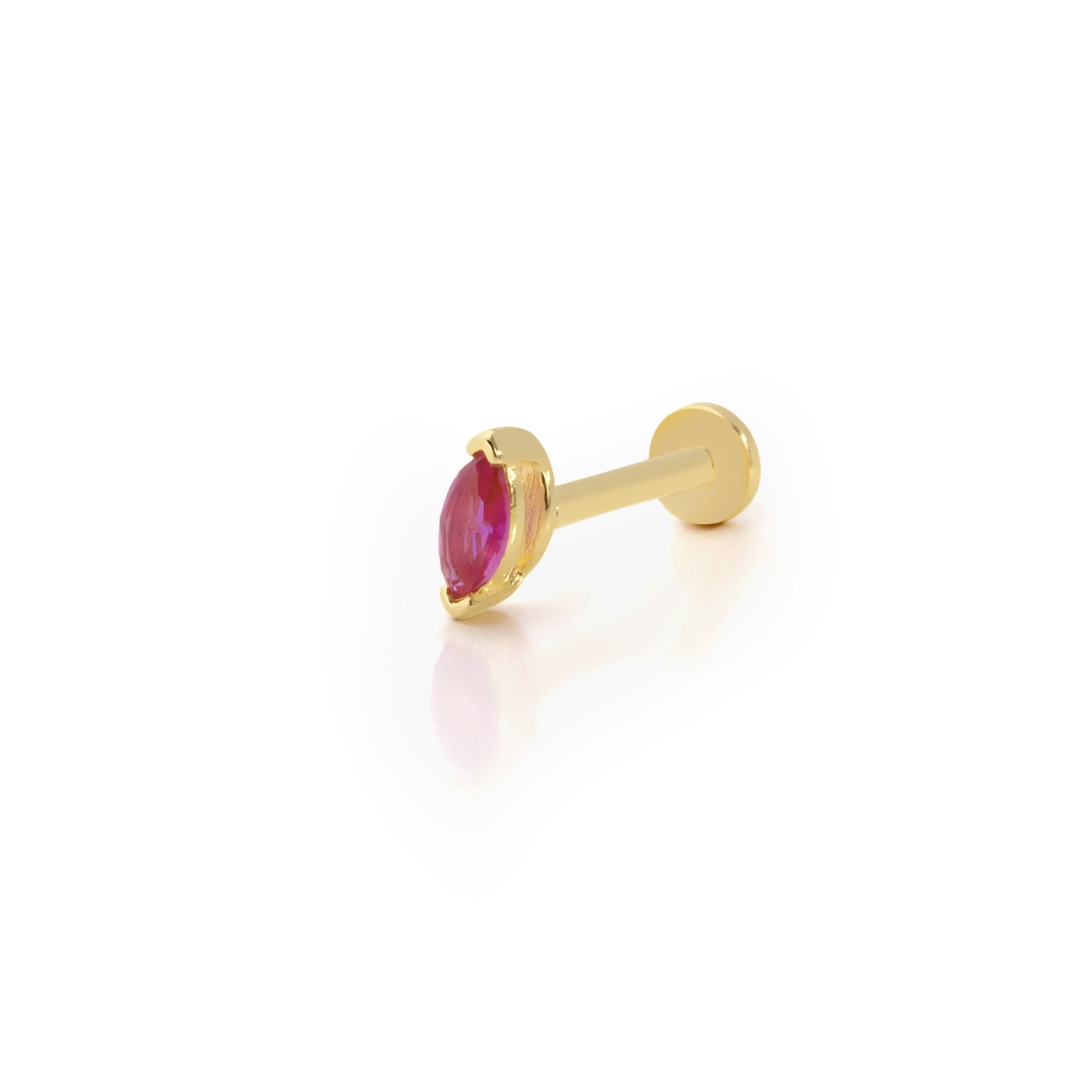 14 Carat Gold Ruby Marquise Stone Piercing