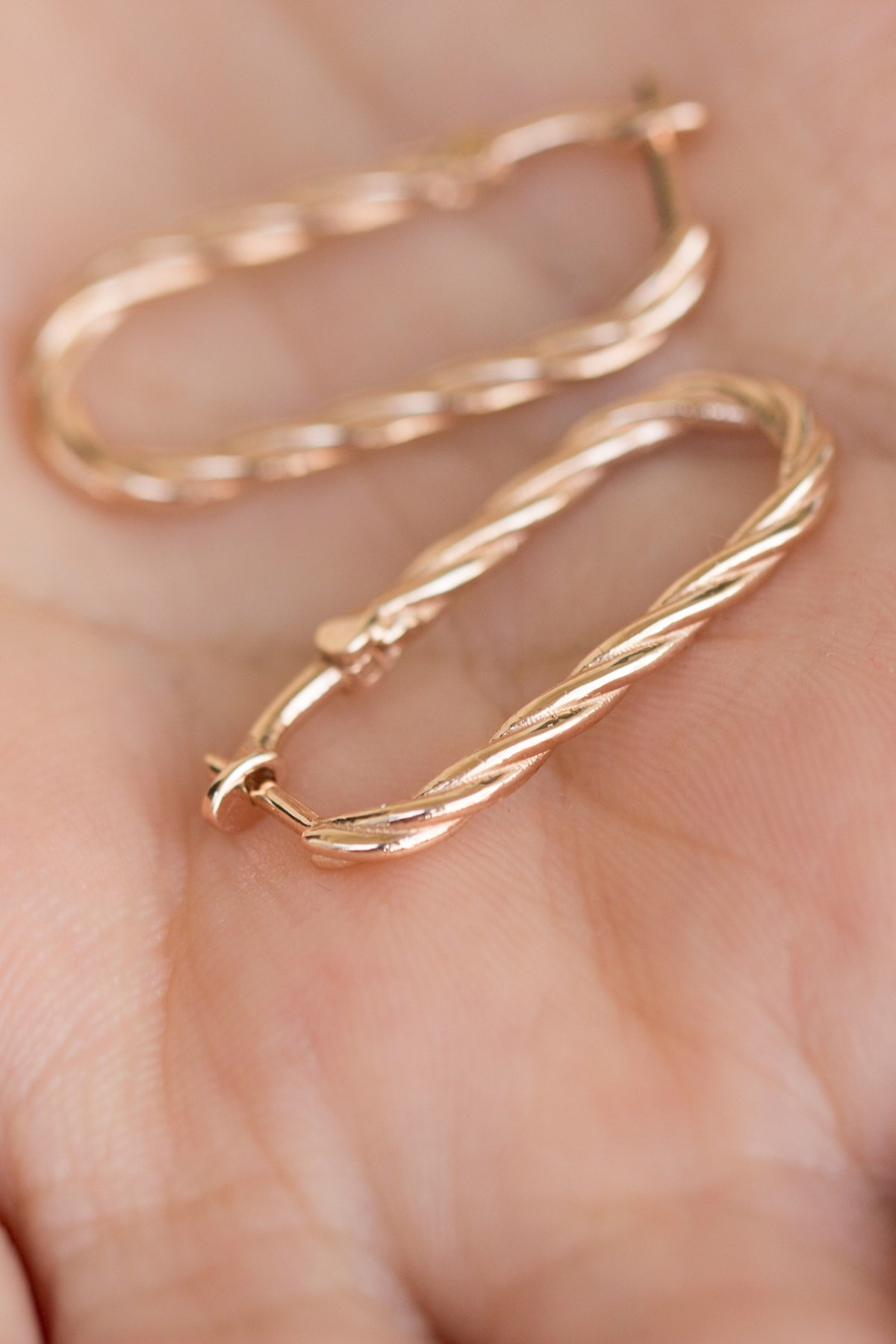 14 Carat Rose Gold Twisted Paperclip Earrings