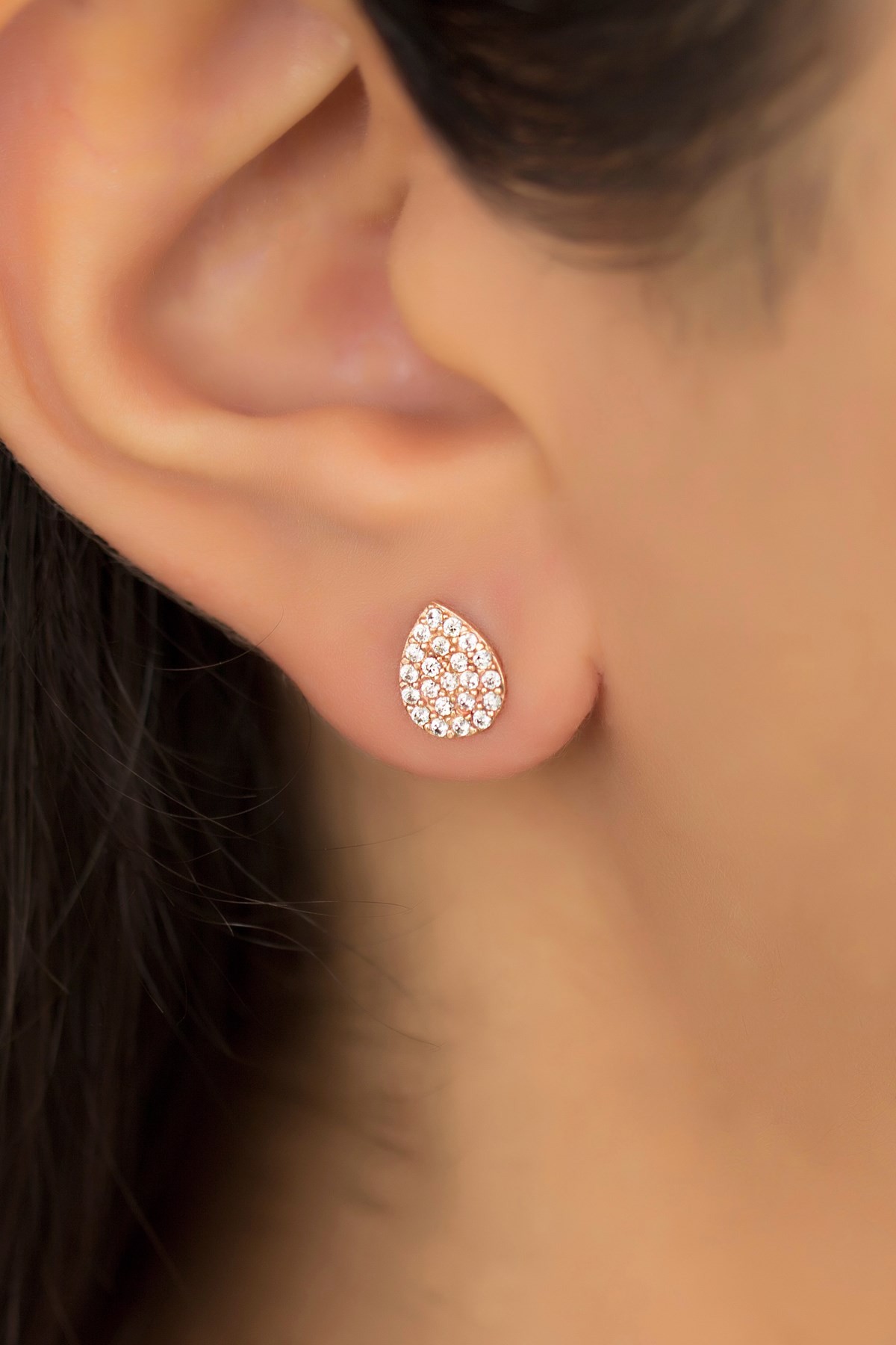 14 Carat Rose Gold Zircon Stone Drop Earrings