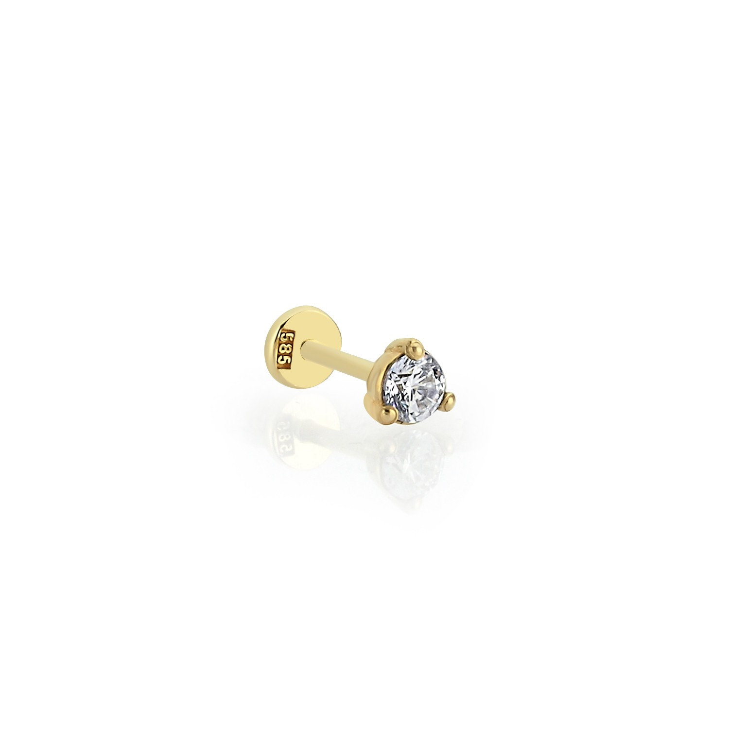 14 Carat Gold Zircon Single Stone Piercing