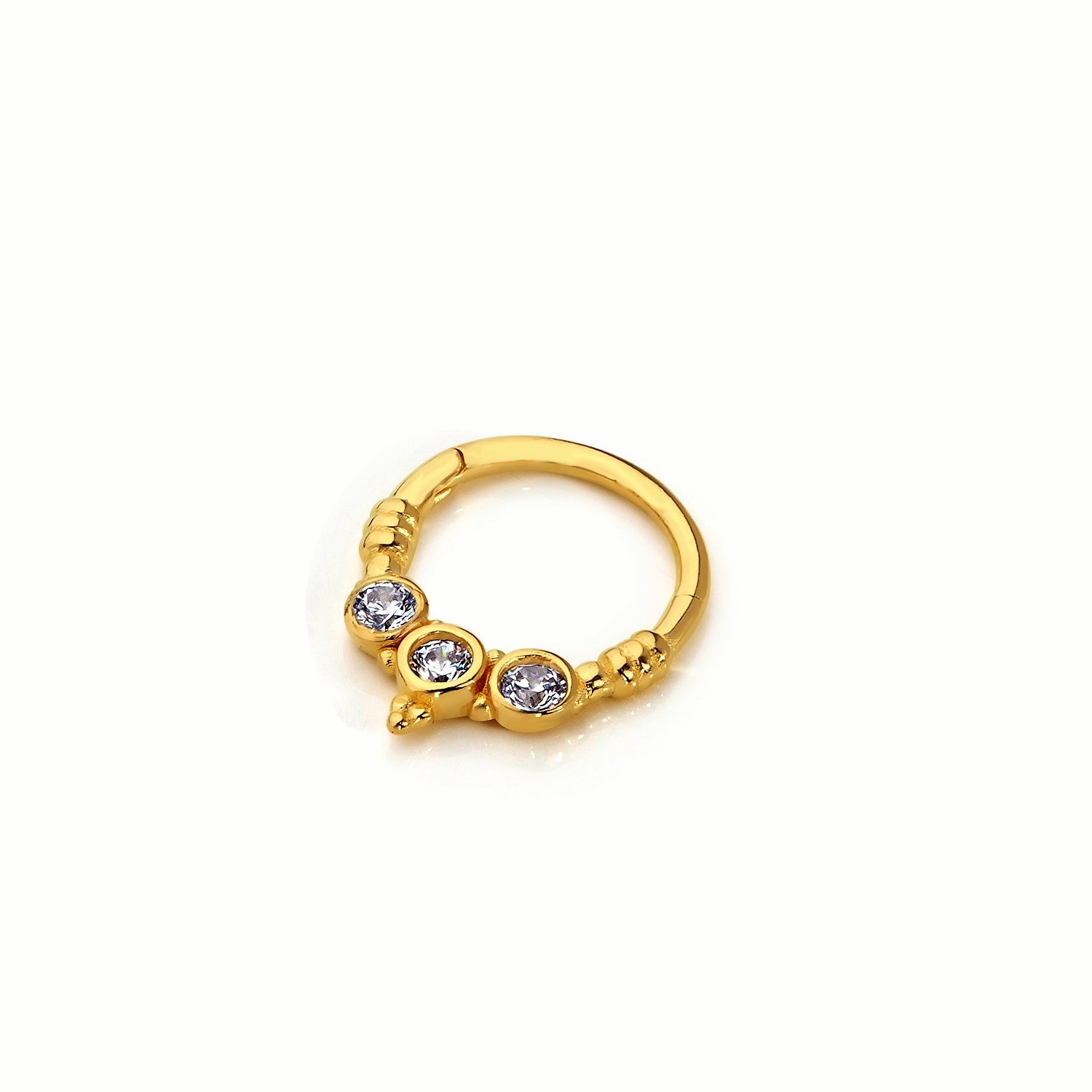 14 Carat Gold Minimal Design Zircon Stone Helix Piercing