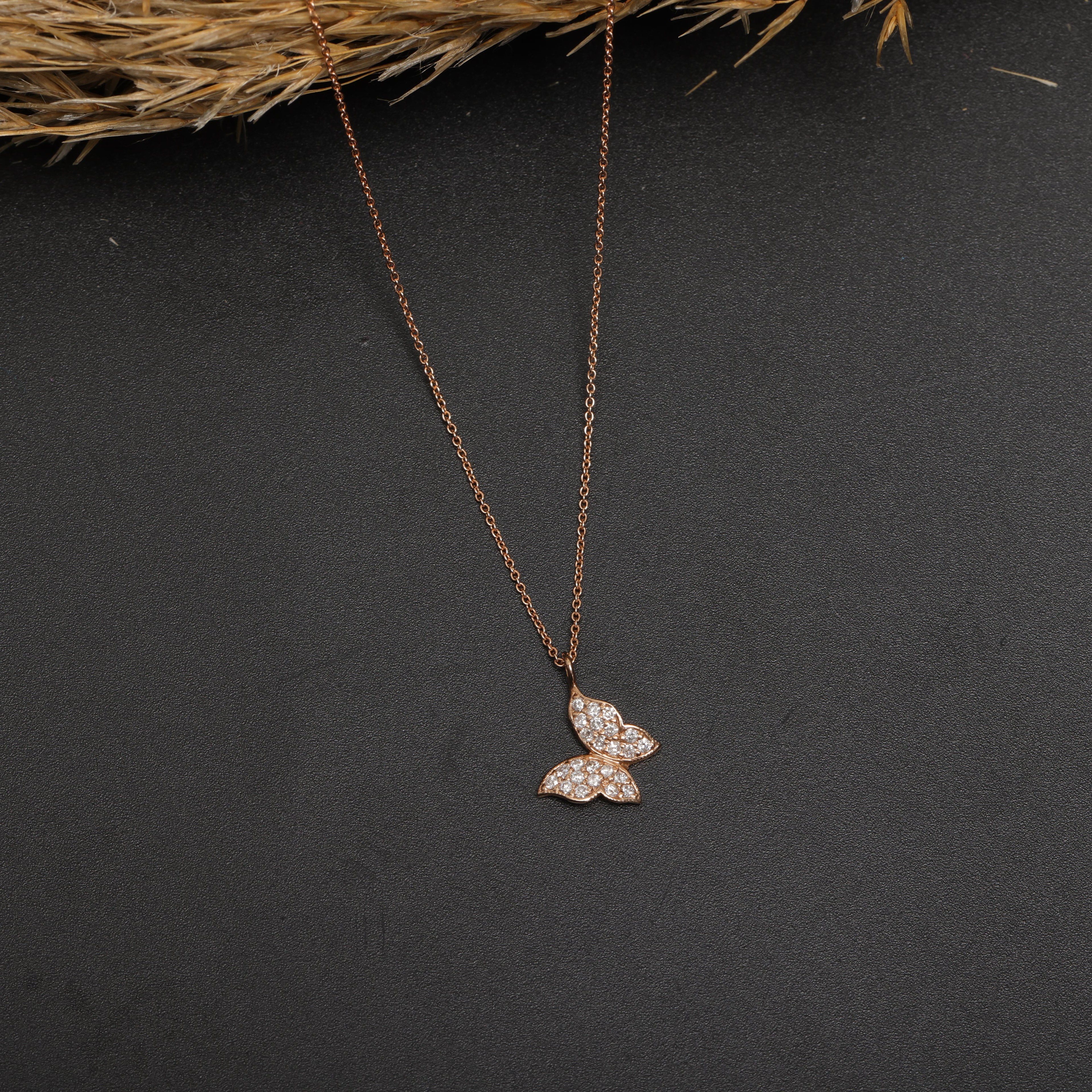 Gold Minimal Diamond Butterfly Necklace