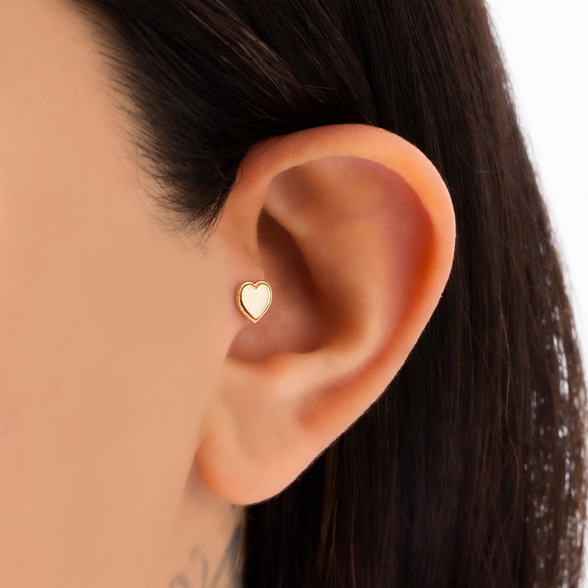 14 Ayar Altın Zarif Minimal Kalp Piercing