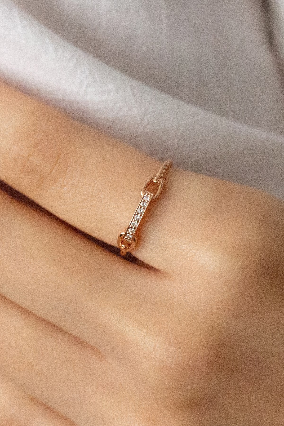 14 Carat Rose Gold Diamond Special Design Ring 0.07ct G Color Vs Clarity