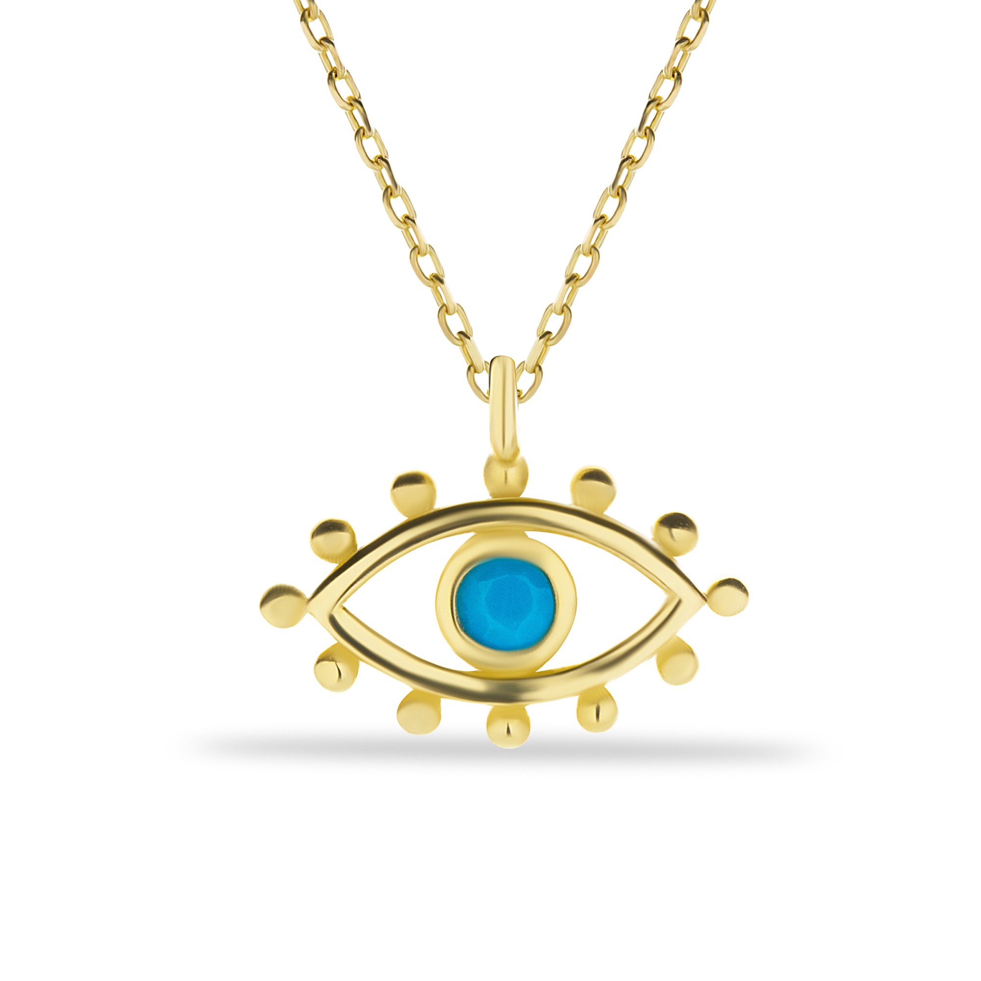 Gold Firuze Stone Eye Necklace