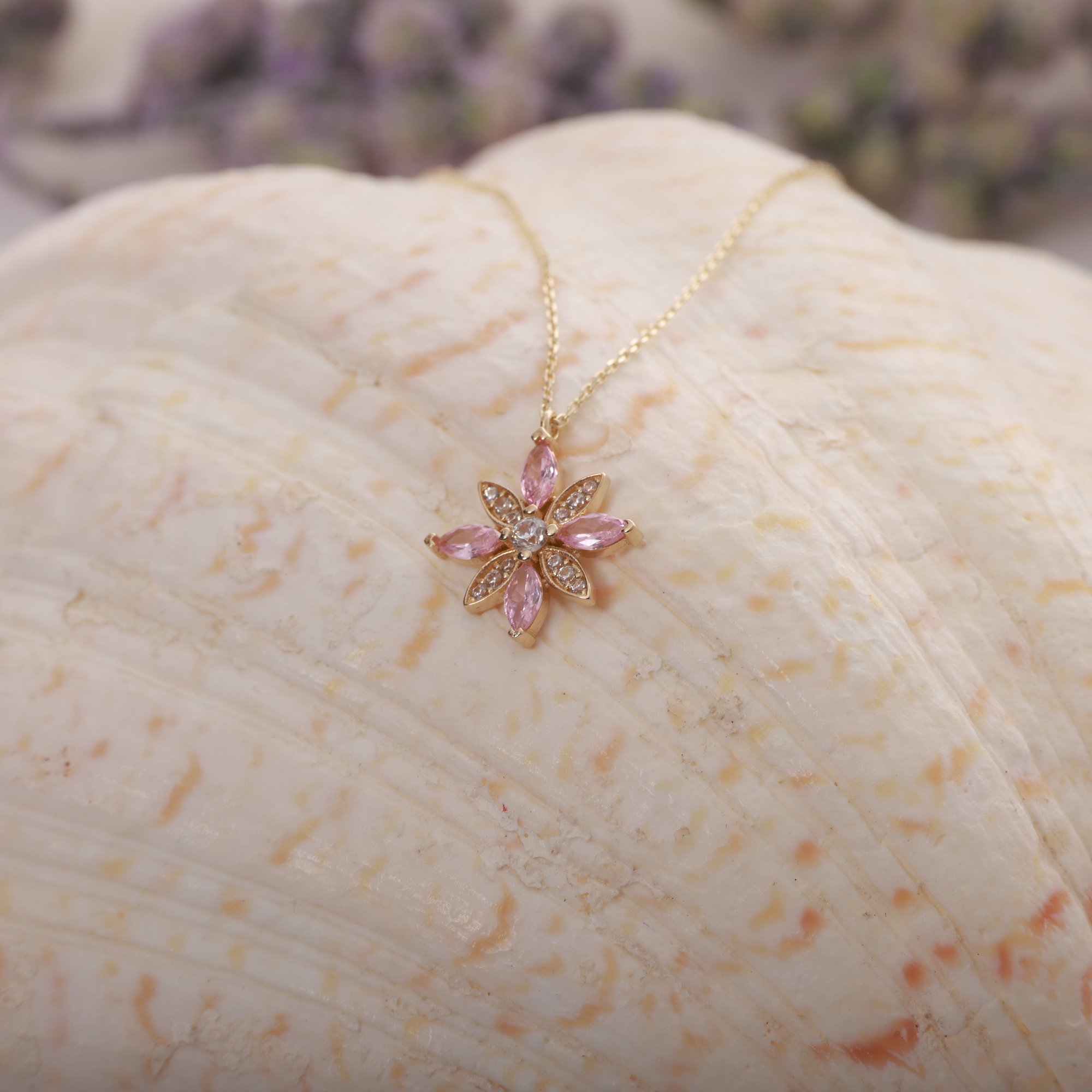 14 Carat Gold Lotus Necklace