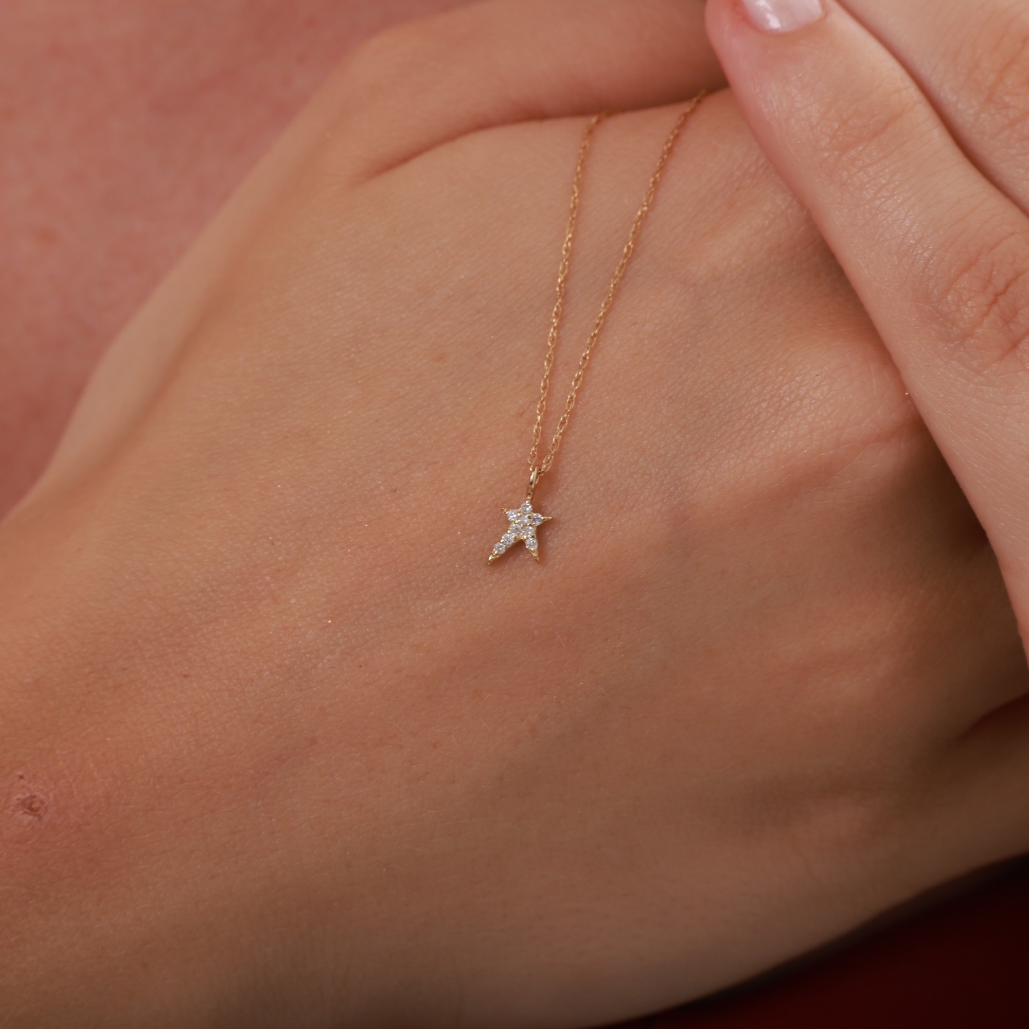 14 Carat Gold Star Necklace with Stones