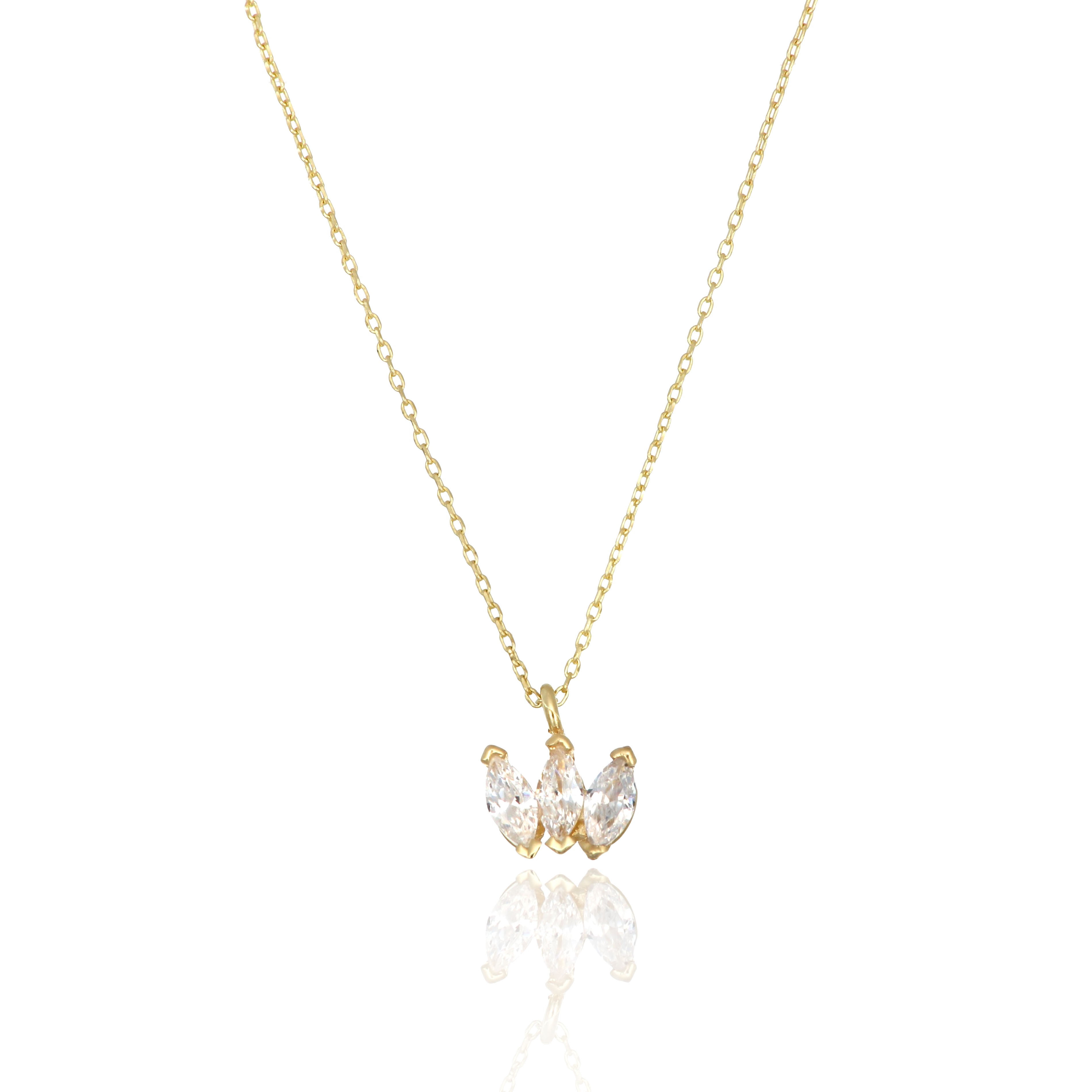 14 Carat Gold Triple Marquise Stone Pendant