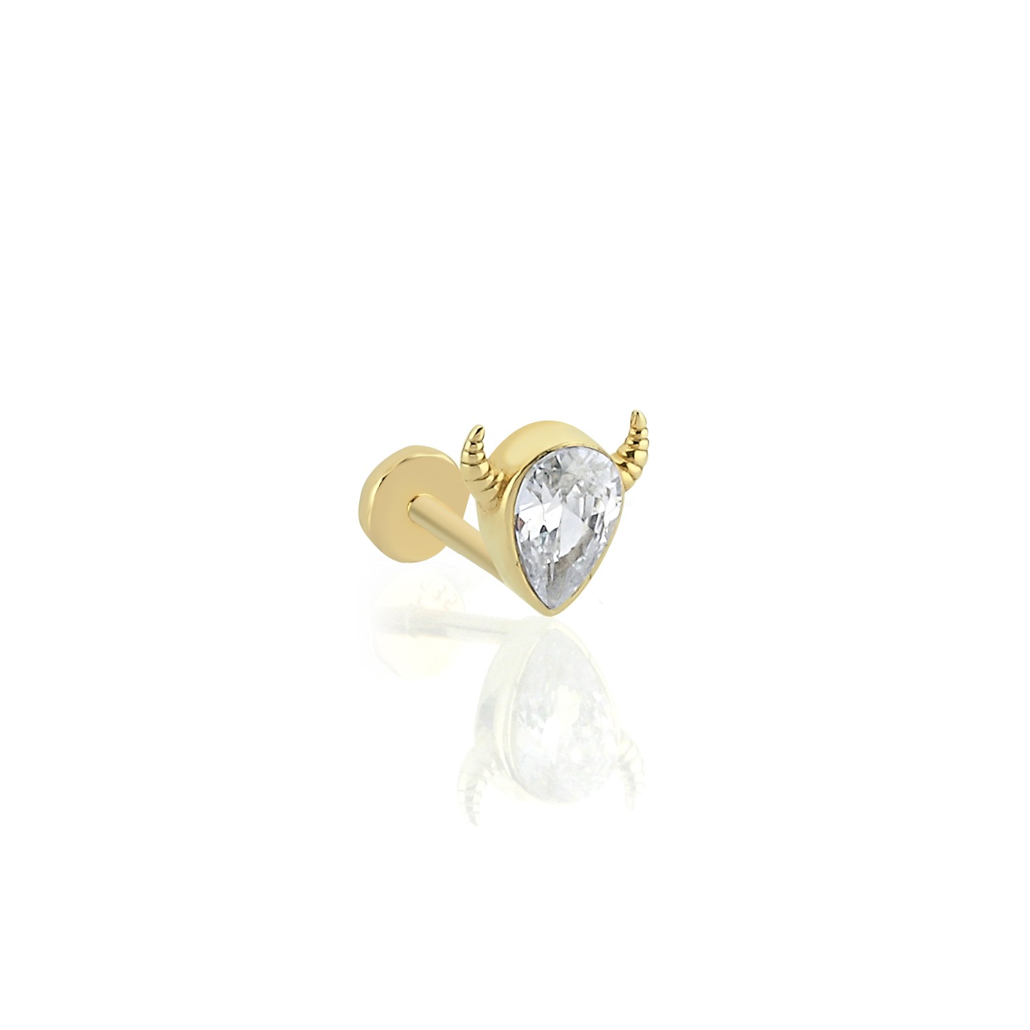 14 Carat Gold Zircon Stone Horn Piercing