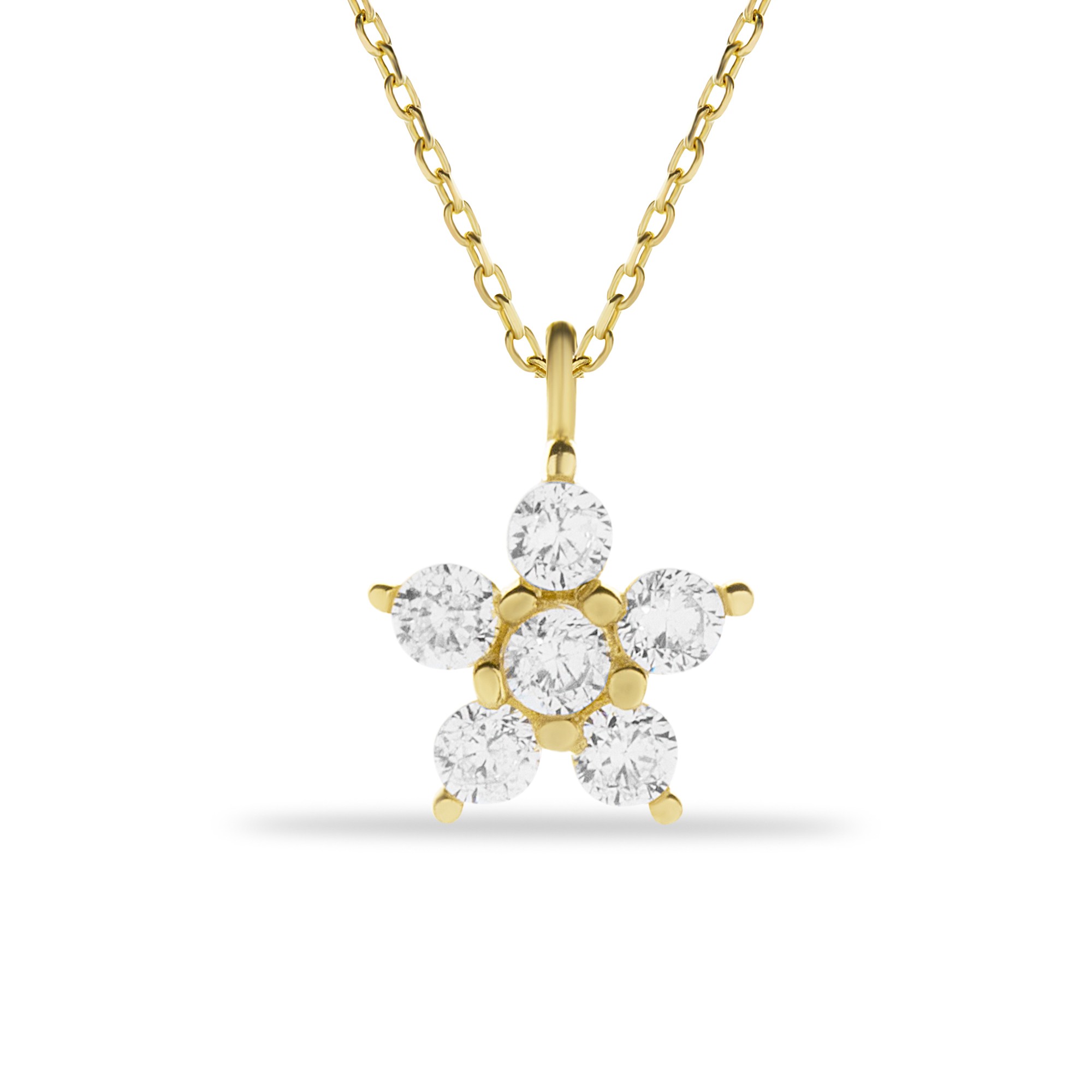 14 Carat Gold Star Necklace with Minimal Stone