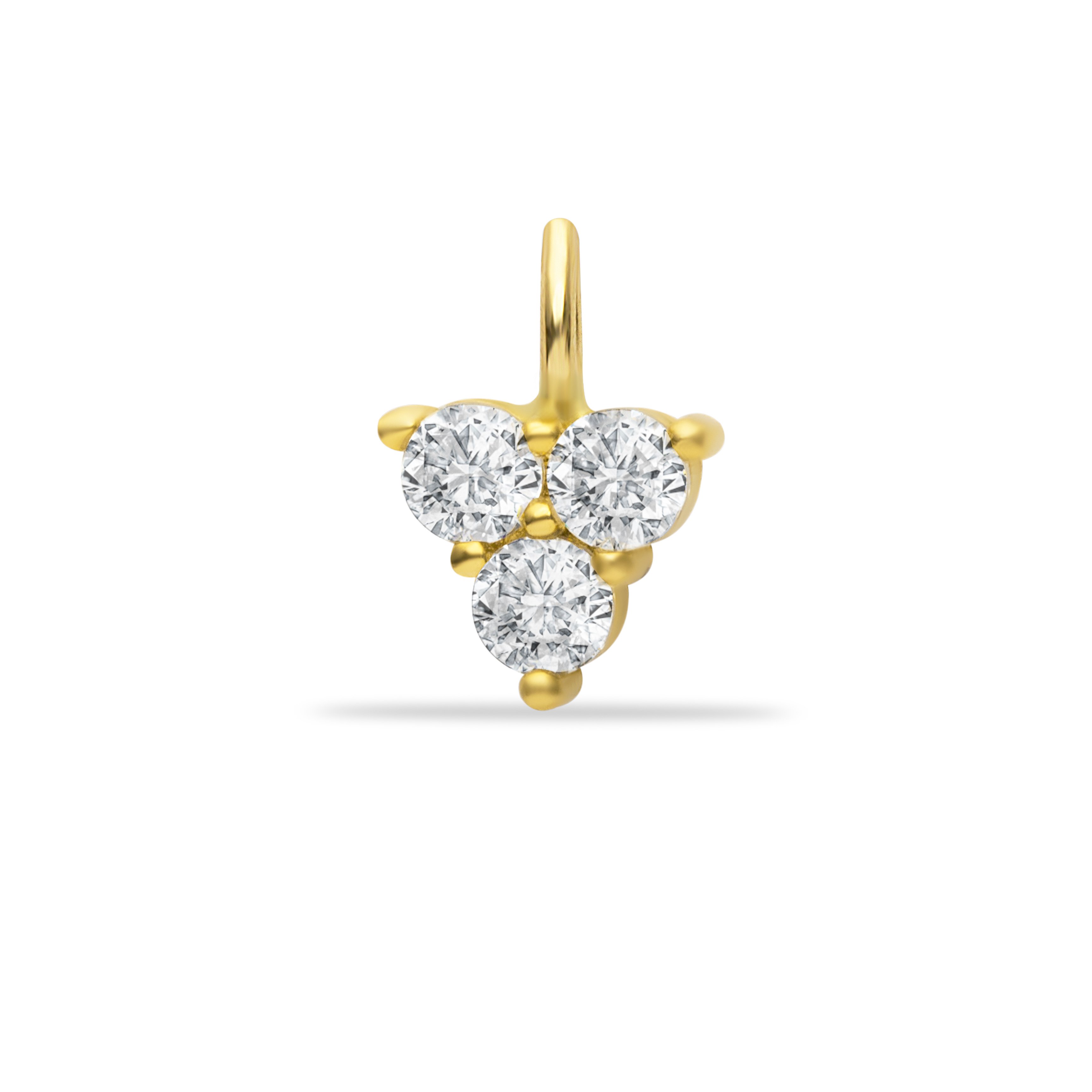 14 Carat Gold Three Stone Zircon Pendant