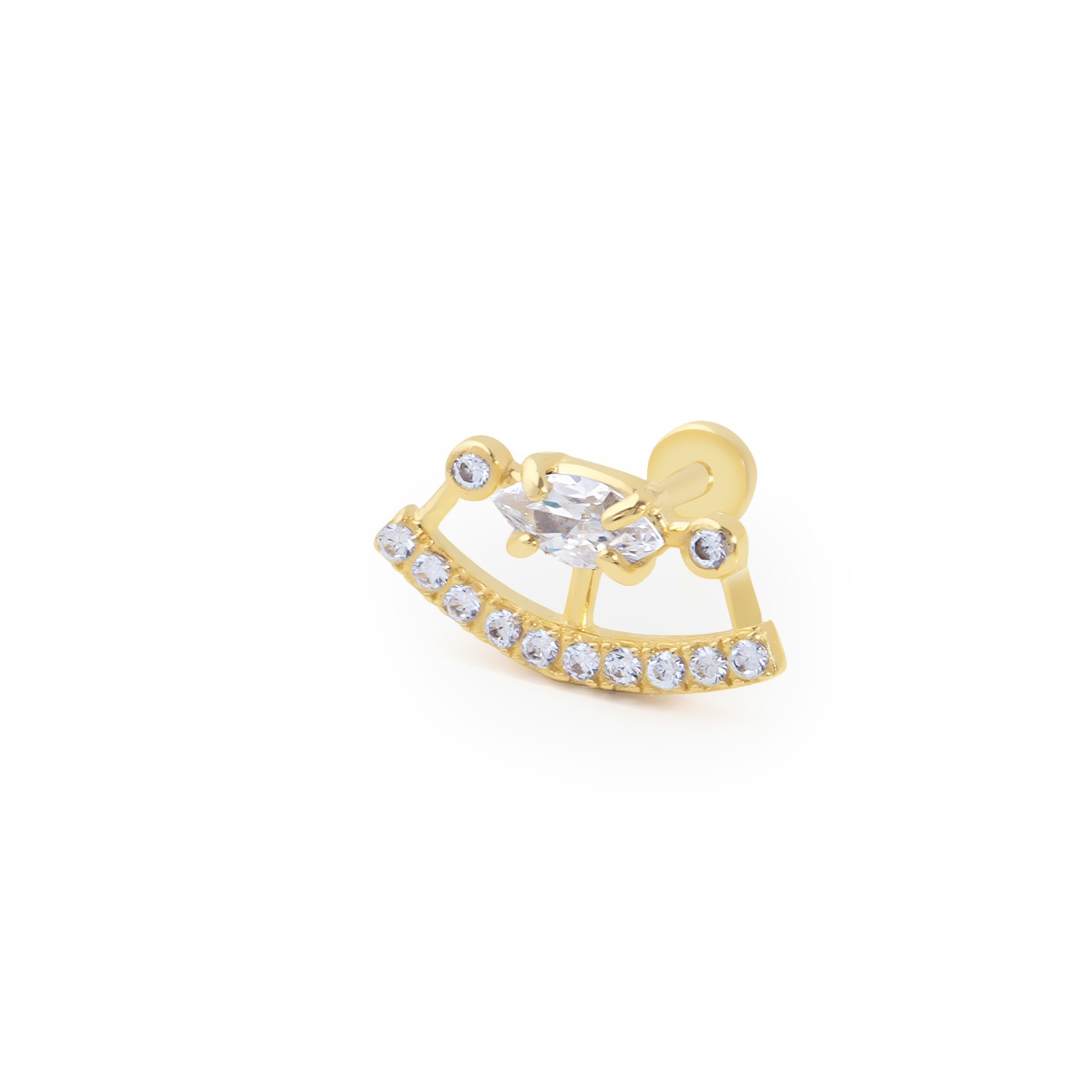 14 Carat Gold Marquise Stone Design Piercing