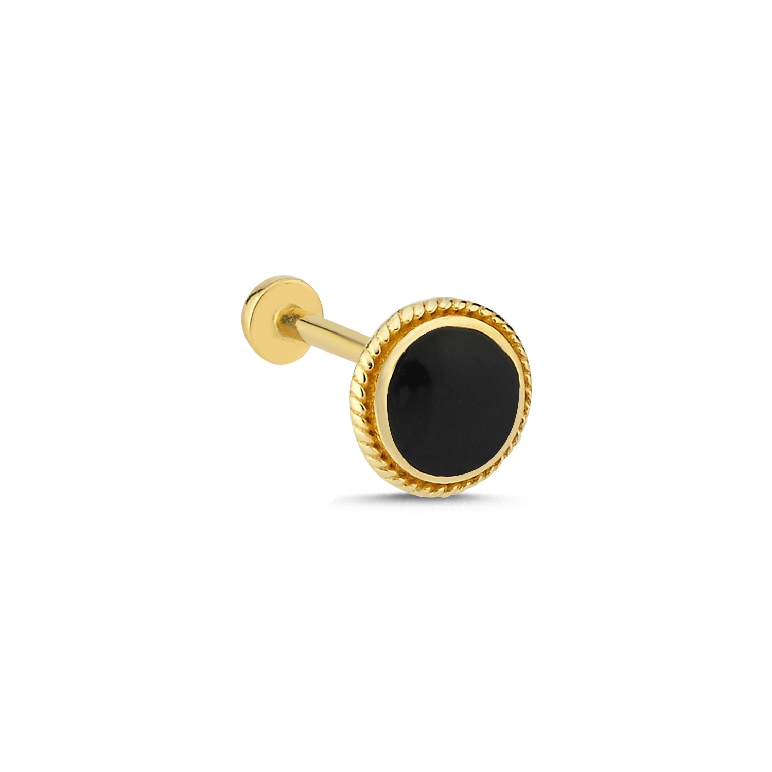 14 Carat Gold Elegant Black Enameled Piercing