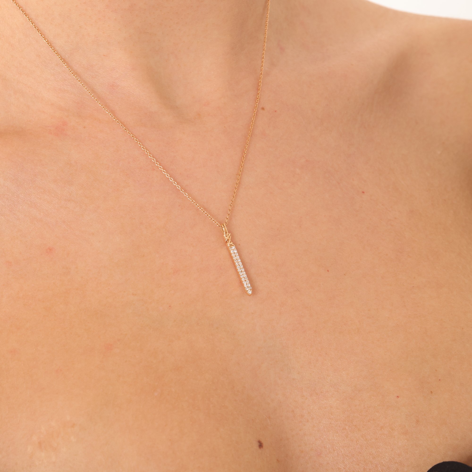 Gold Modern Bar Design Diamond Necklace