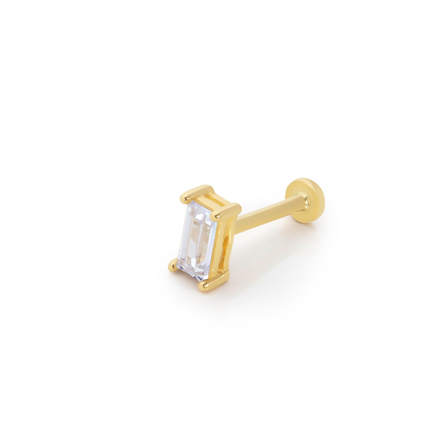 14 Carat Gold Zircon Stone Baguette Piercing