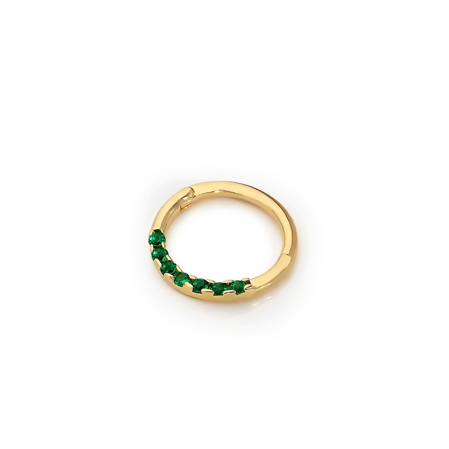 14 Carat Gold 7 Stone Emerald Helix Piercing