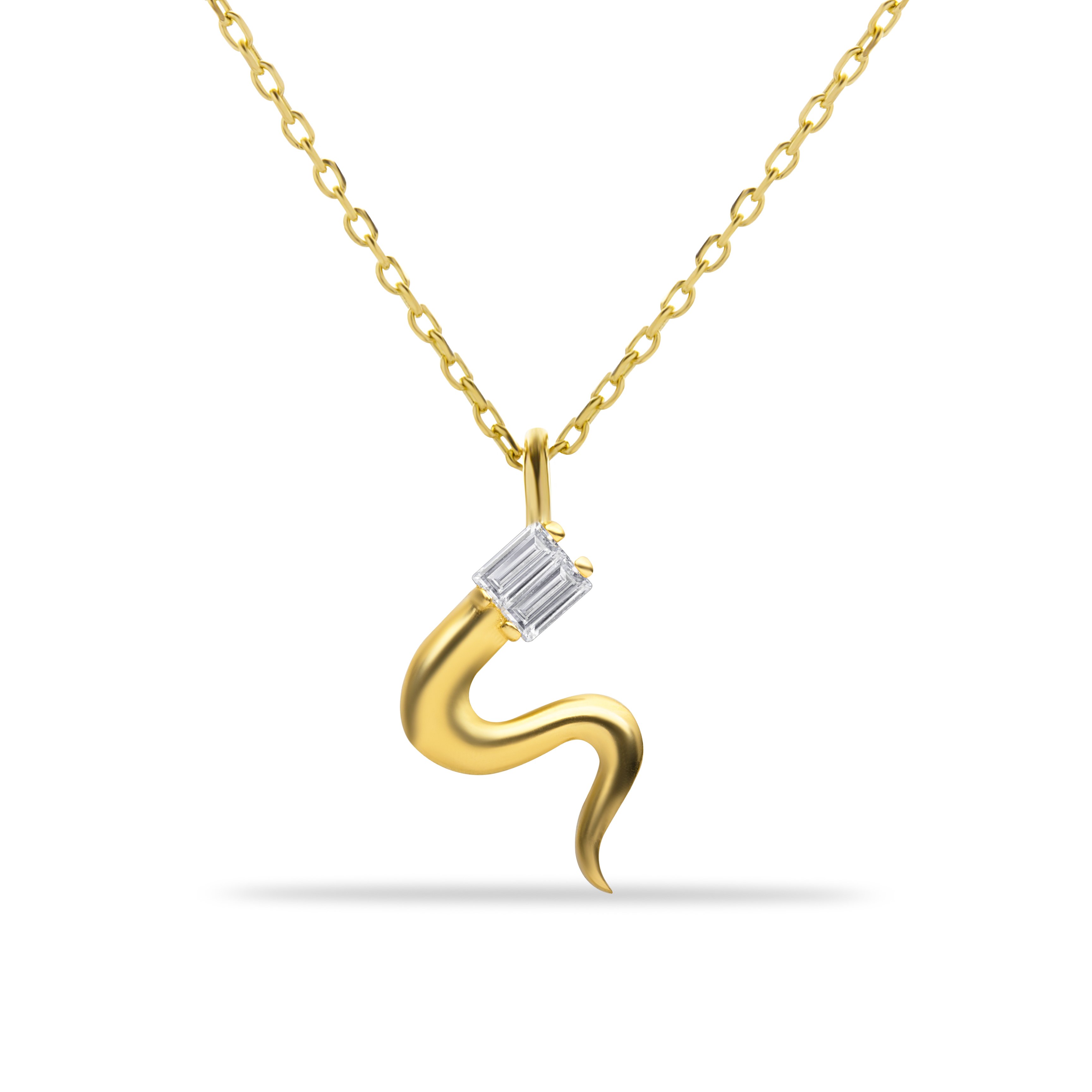 14 Carat Gold White Stone Snake Necklace