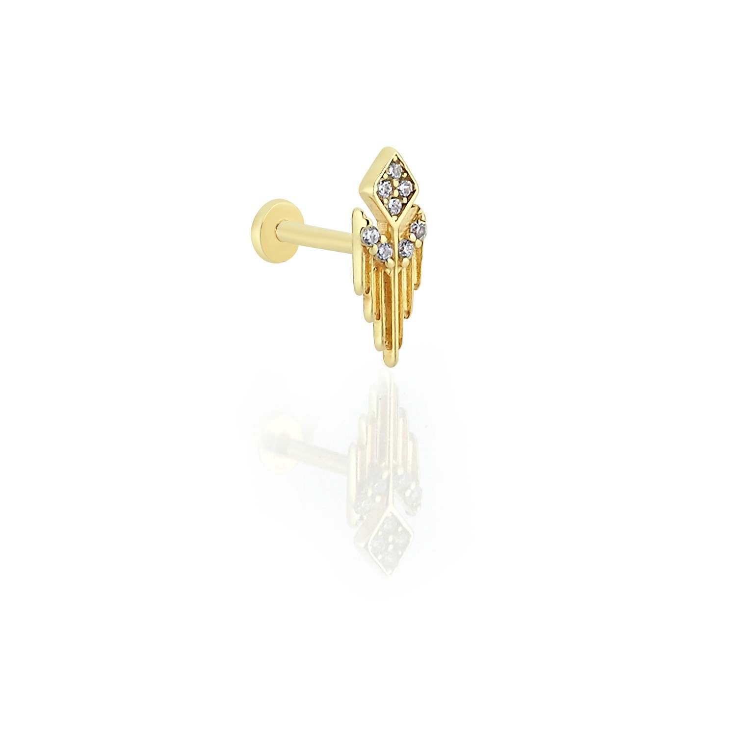 14 Carat Gold Stone Modern Design Piercing