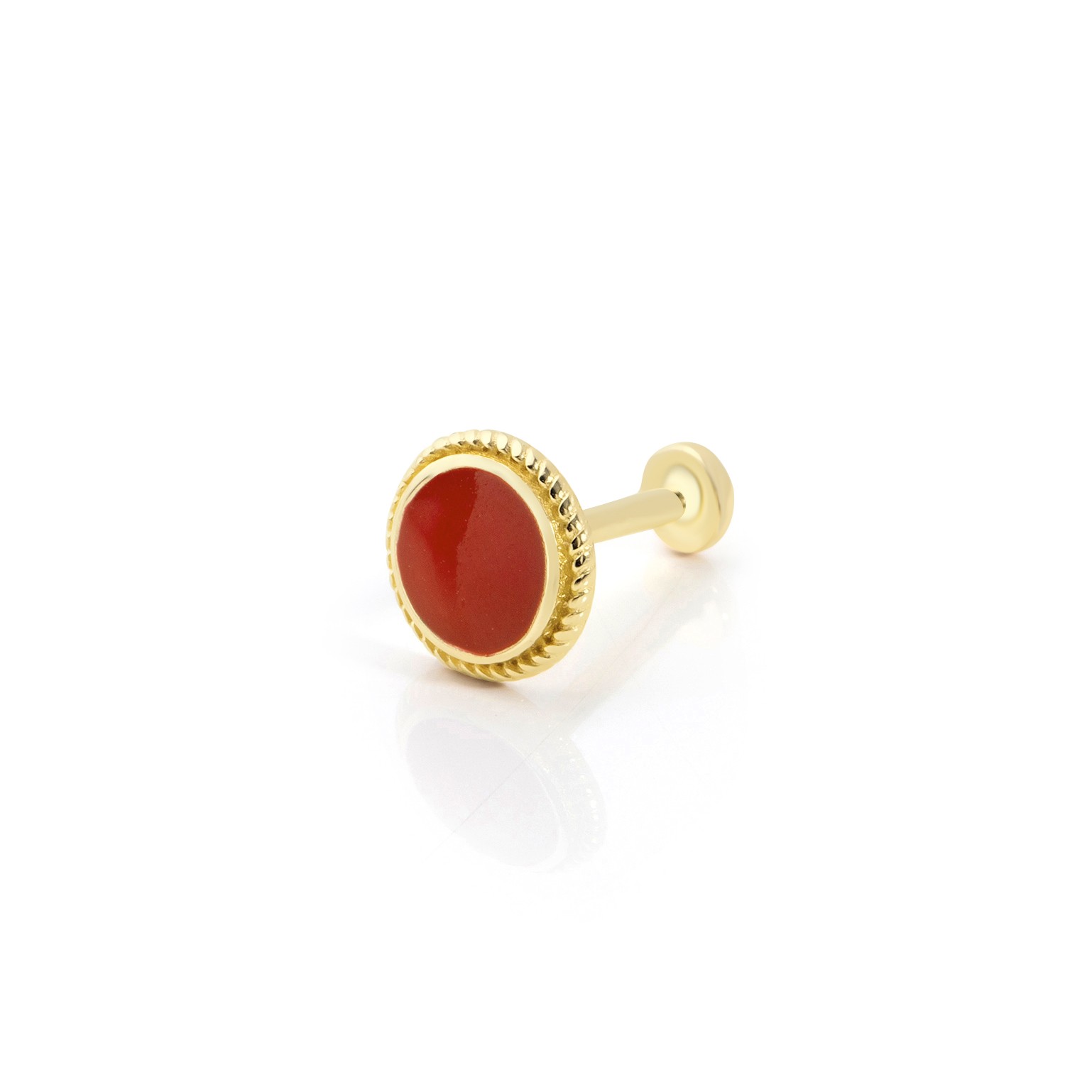 14 Carat Gold Elegant Red Enamel Piercing