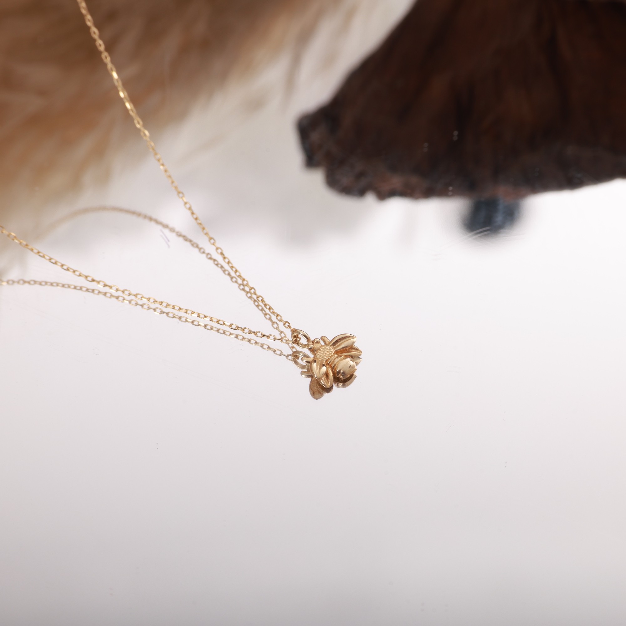 14 Carat Gold Modern Bee Necklace