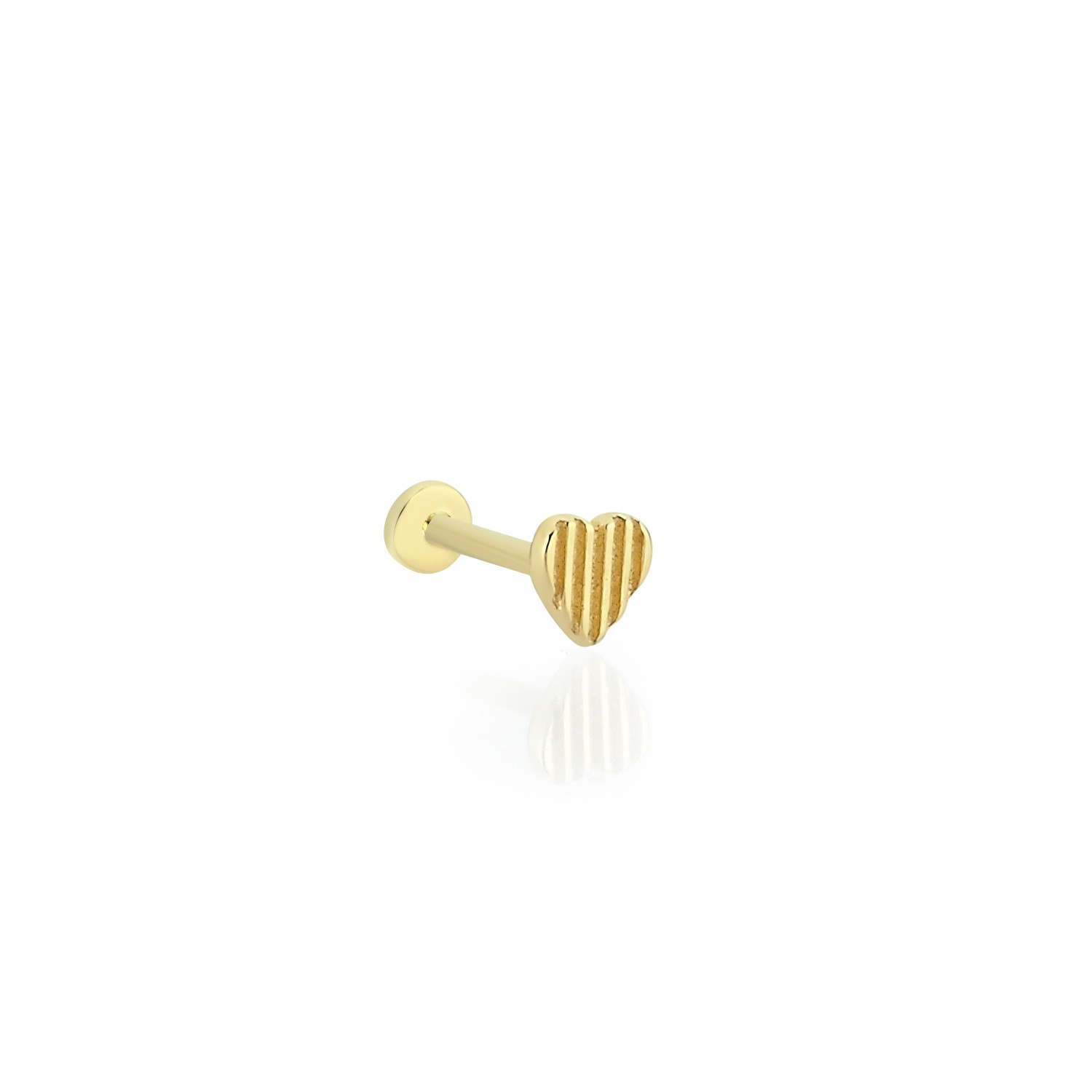 14 Carat Gold Striped Heart Piercing