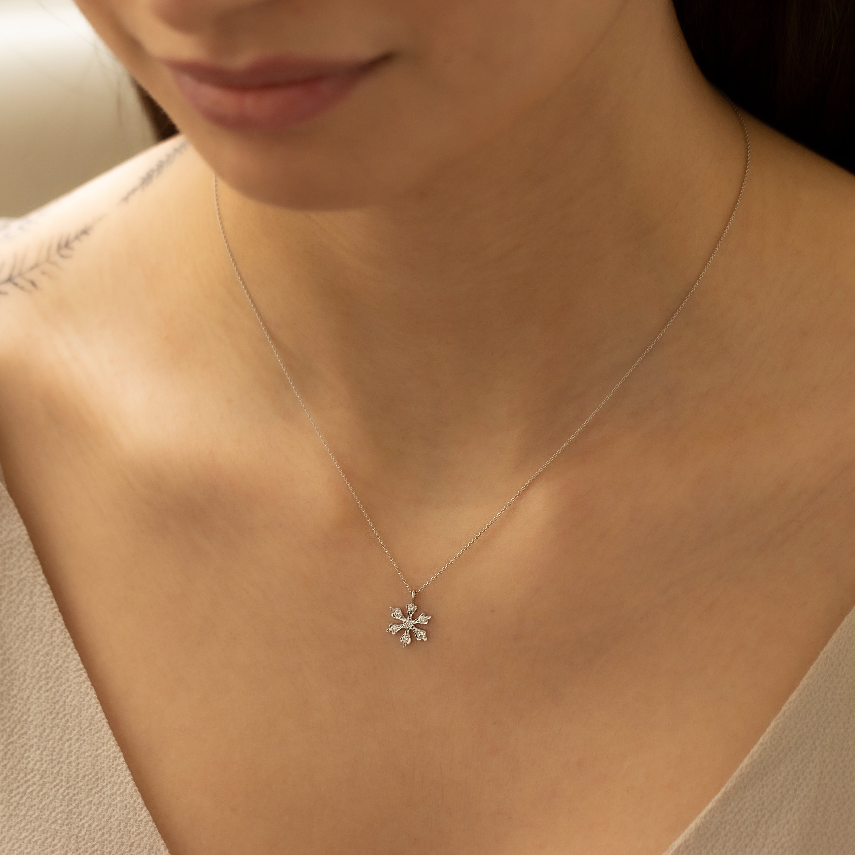 Gold Diamond Snowflake Necklace