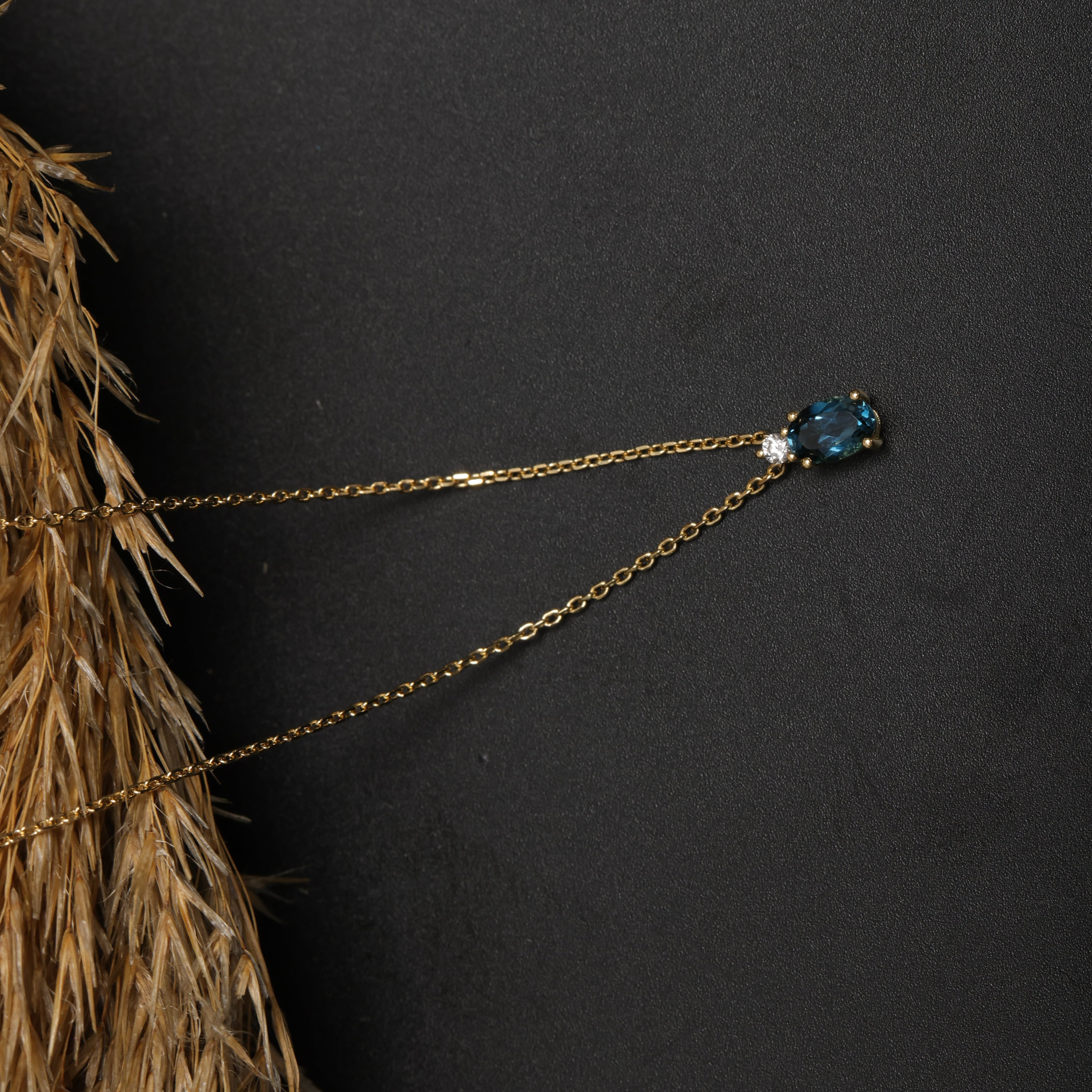 Gold Sapphire and Diamond Stone Necklace