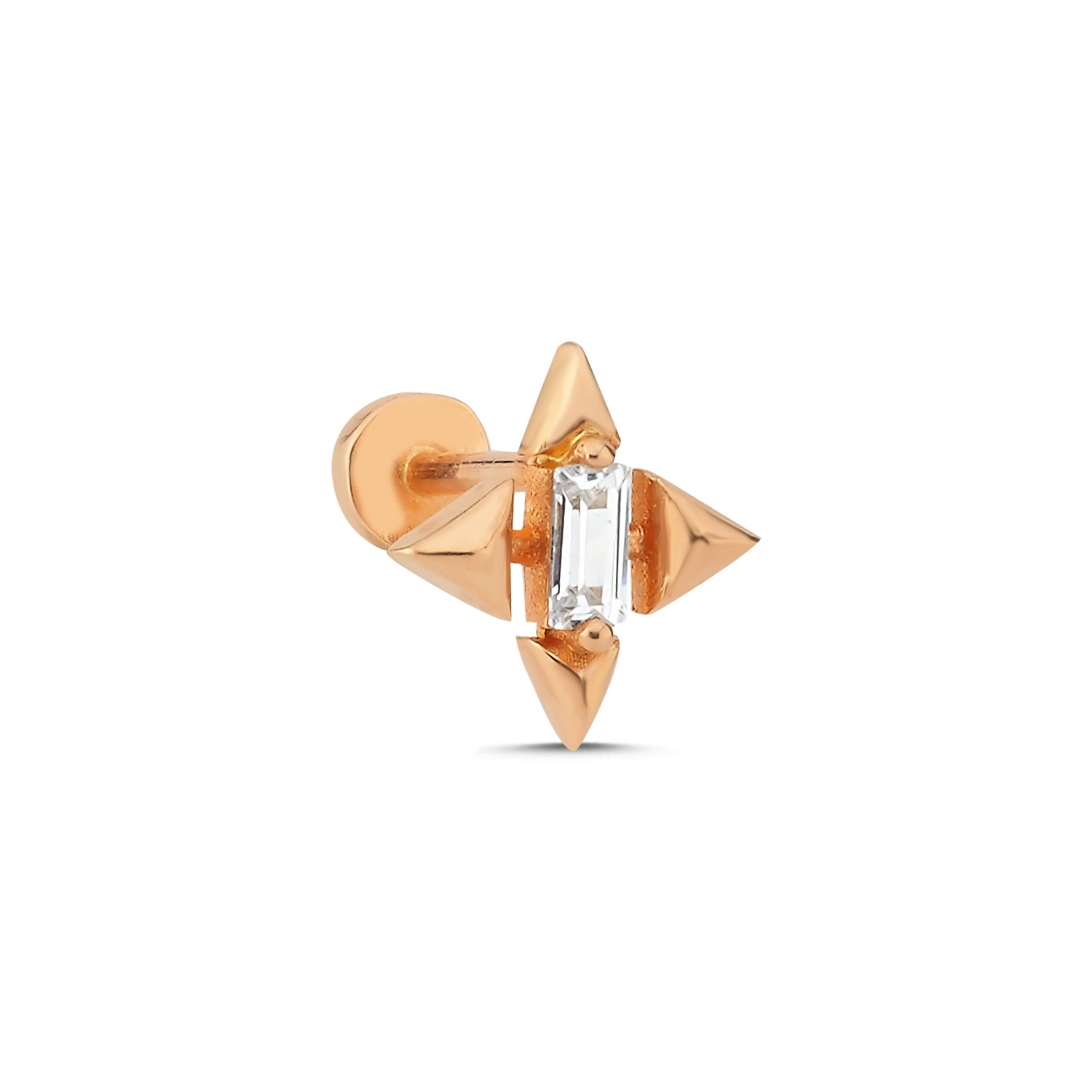 14 Carat Gold Triangle 4-Corner Baguette Piercing