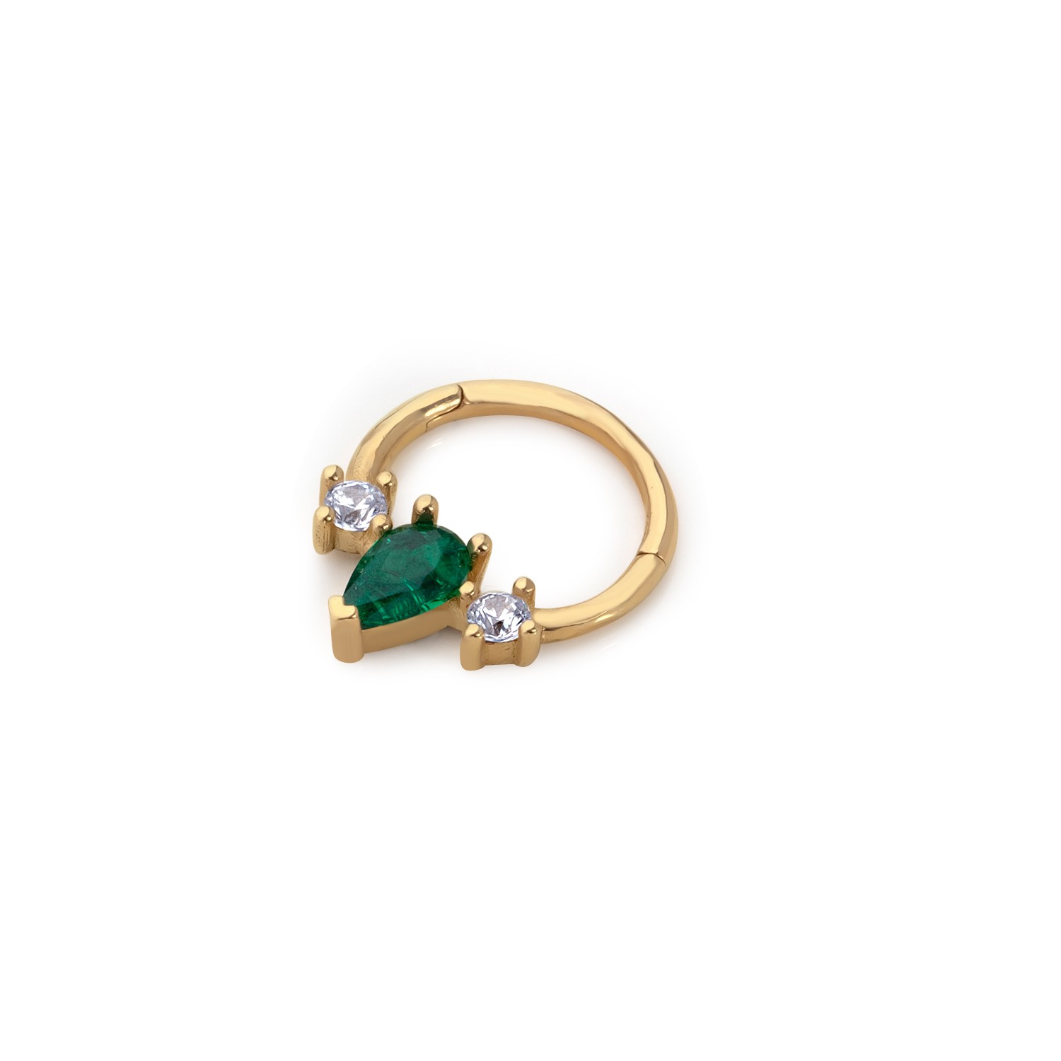 14 Carat Gold Design Emerald Drop Stone Helix Piercing