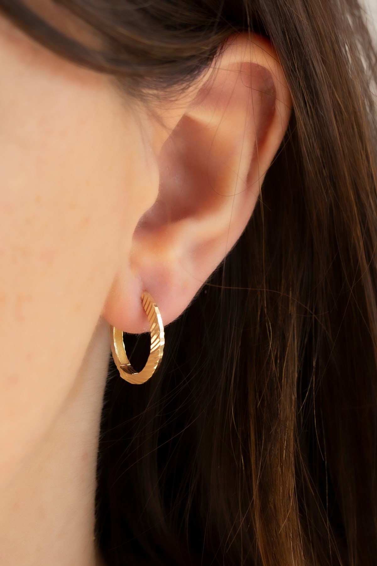 14 Carat Gold Design Hoop Earrings