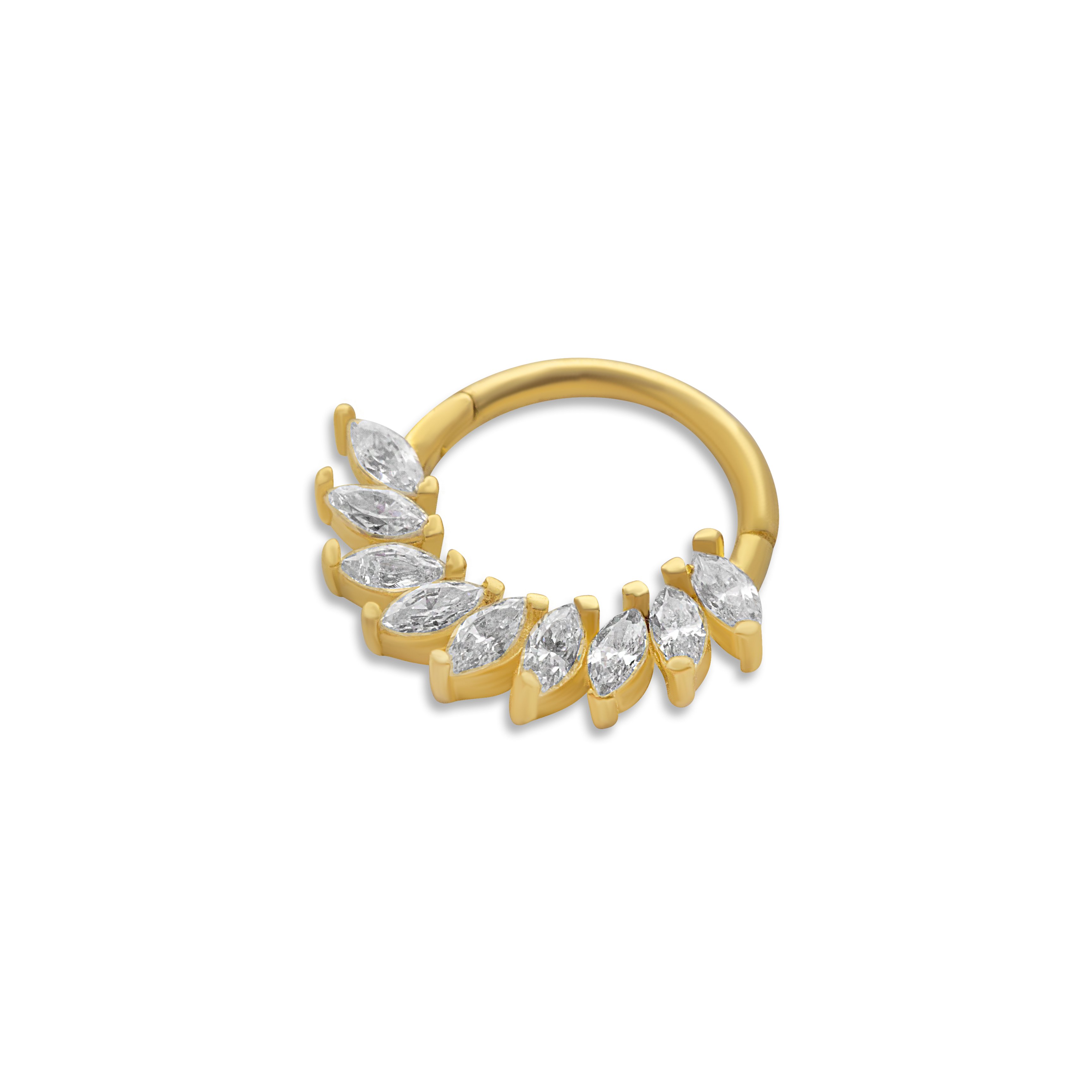 14 Carat Gold Marquise Stone 9 Domino Piercing