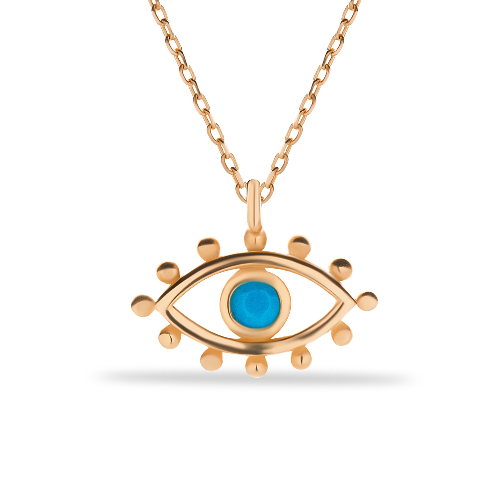 Gold Firuze Stone Eye Necklace