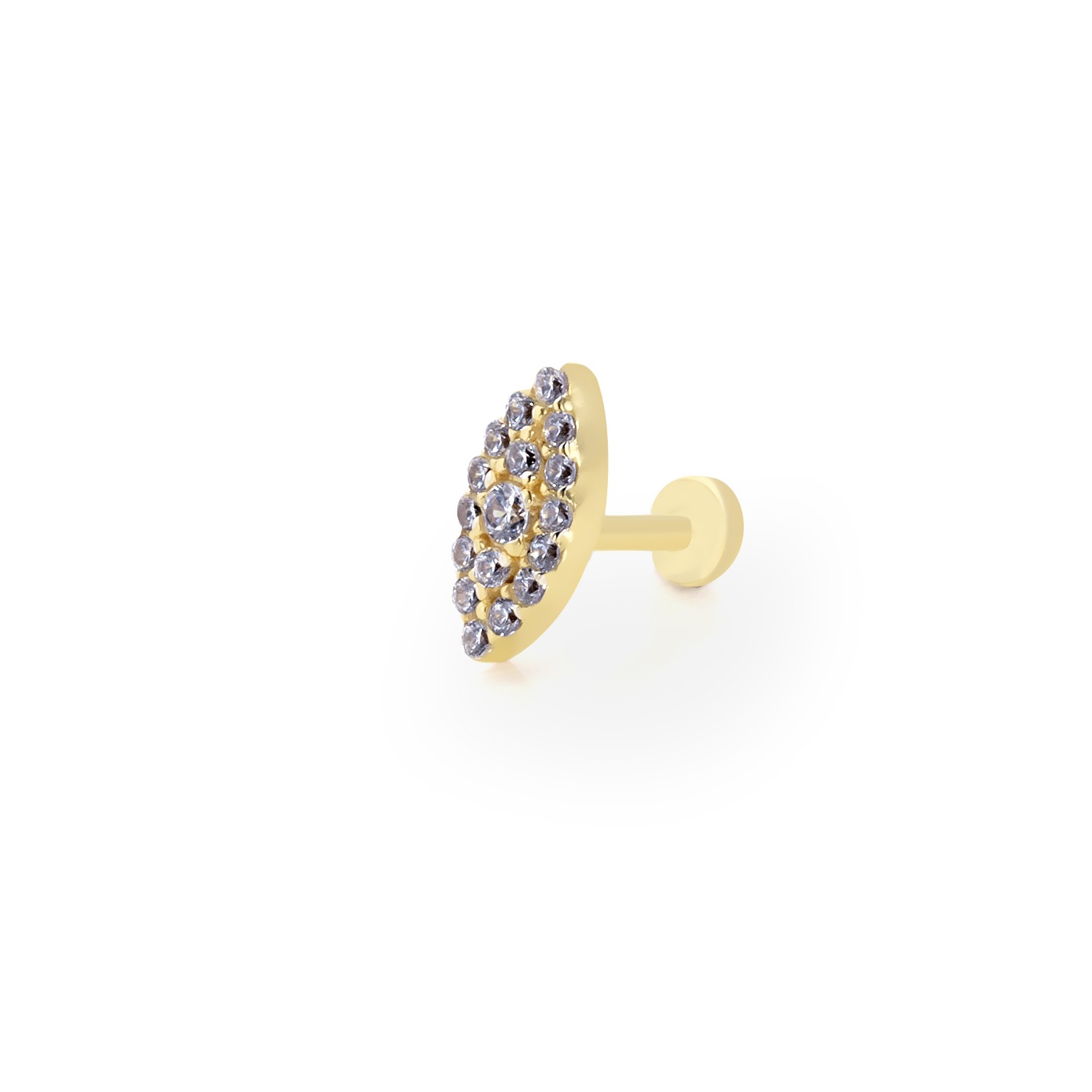 14 Carat Gold Stone Oval Piercing