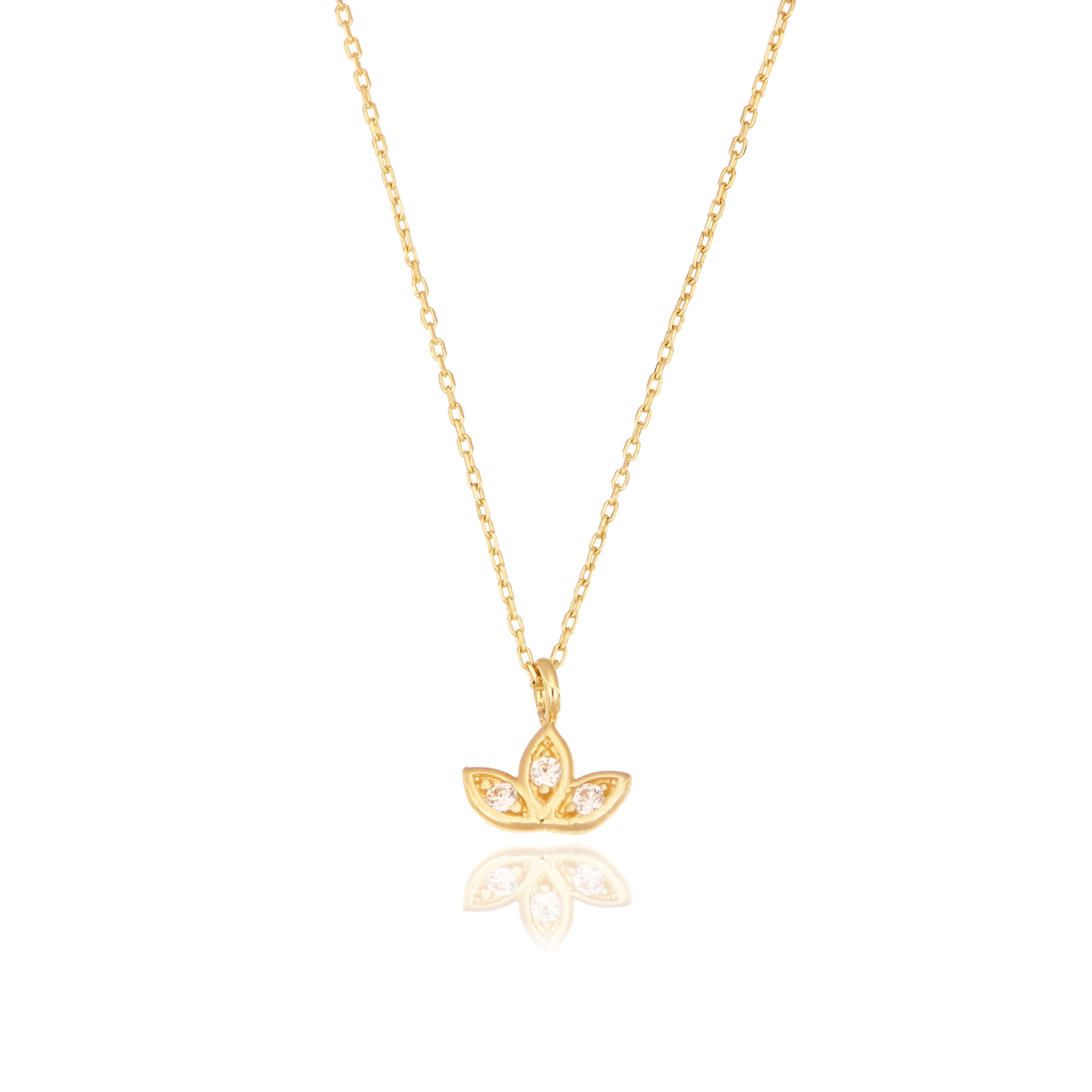 14 Carat Gold Minimal Lotus Pendant