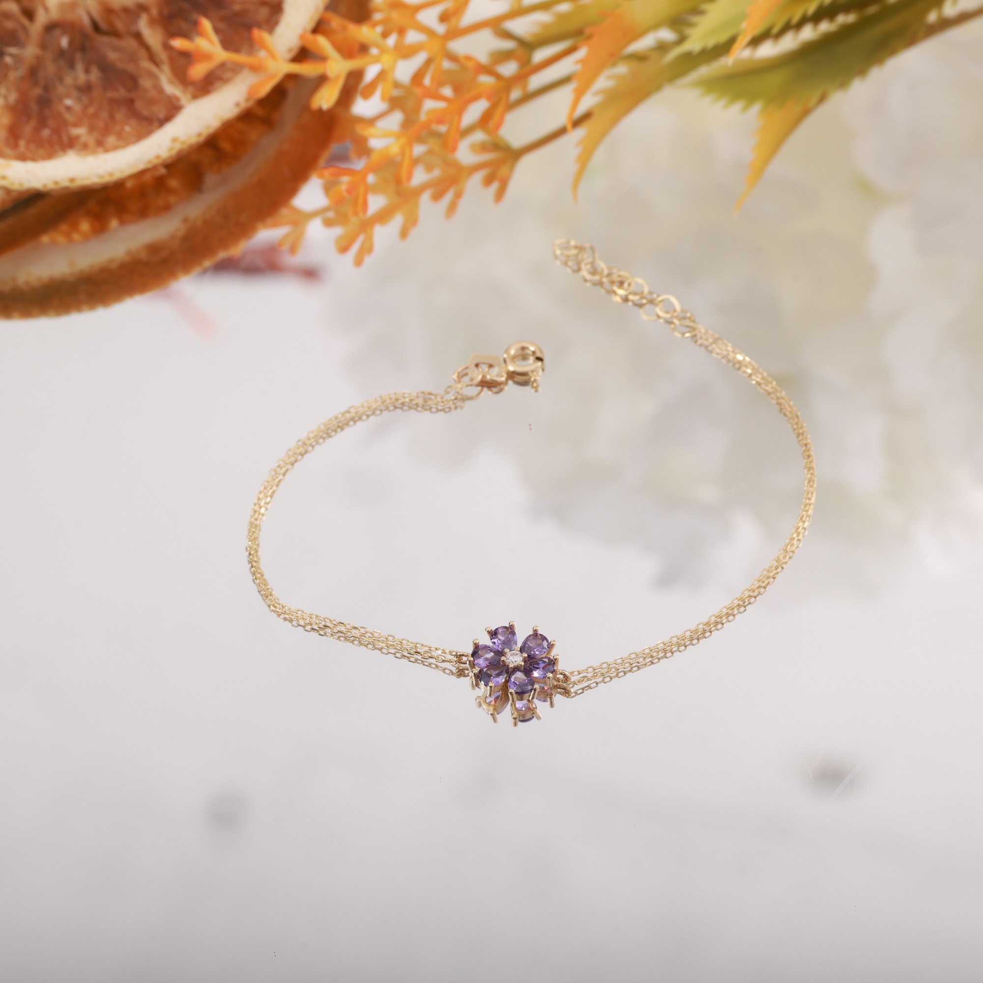 14 Carat Gold Amethyst Bracelet