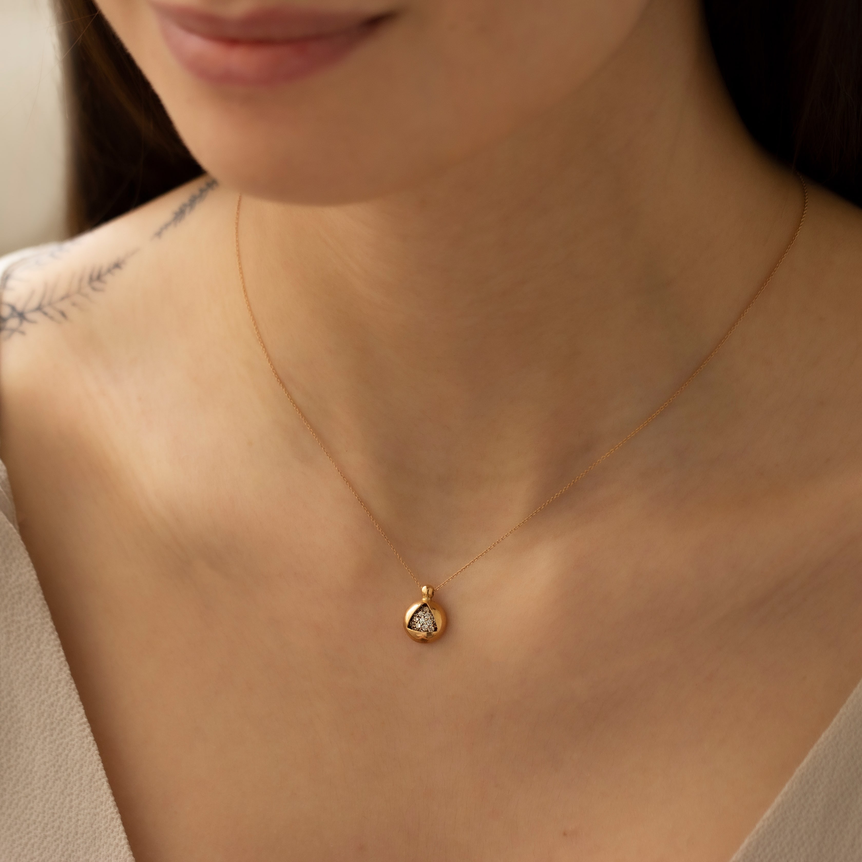 Diamond Necklace with Golden Triangle Detail