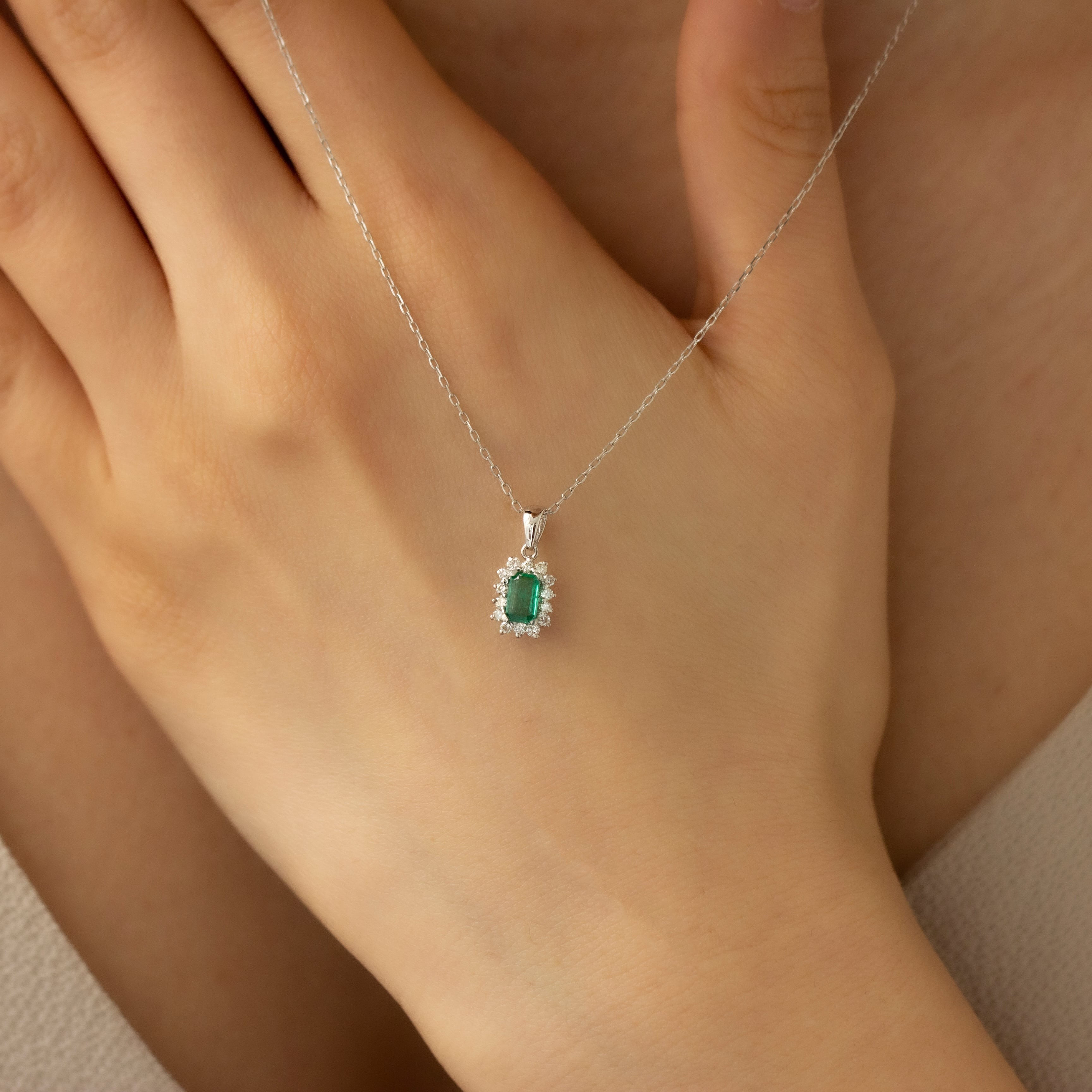 Horse Emerald Baguette Stone Diamond Necklace