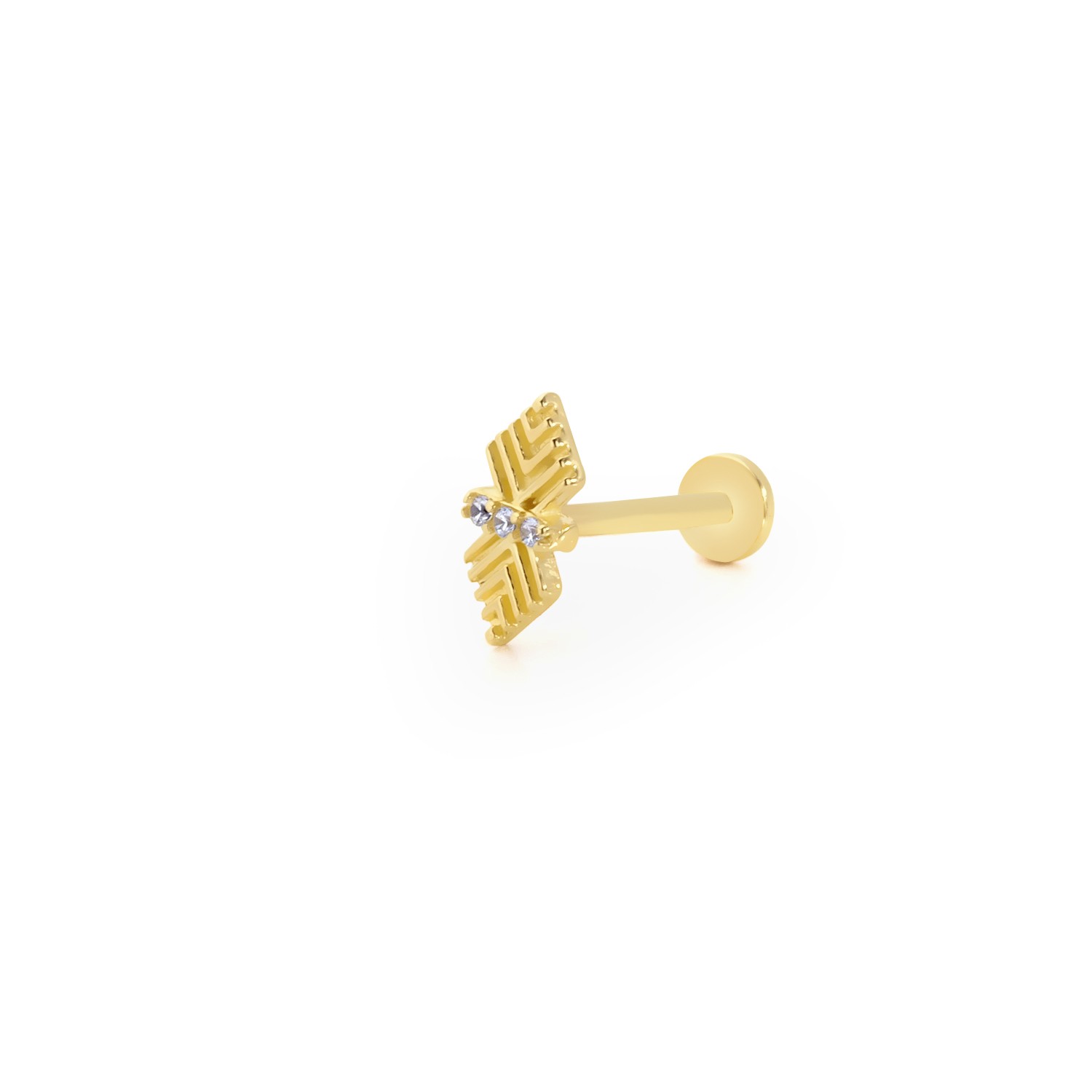 14 Carat Gold Striped Design Piercing