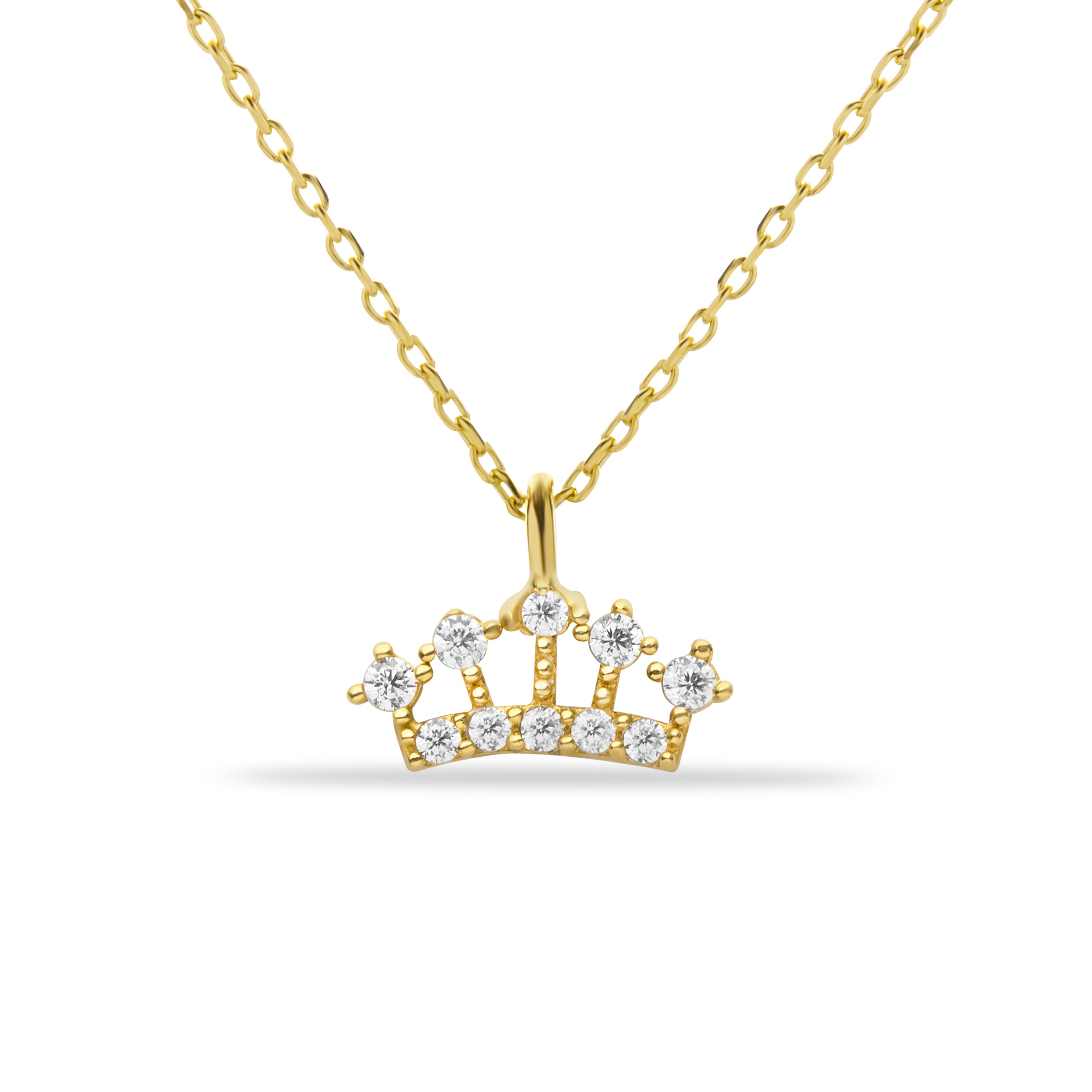 14 Carat Gold Stone Princess Crown Pendant